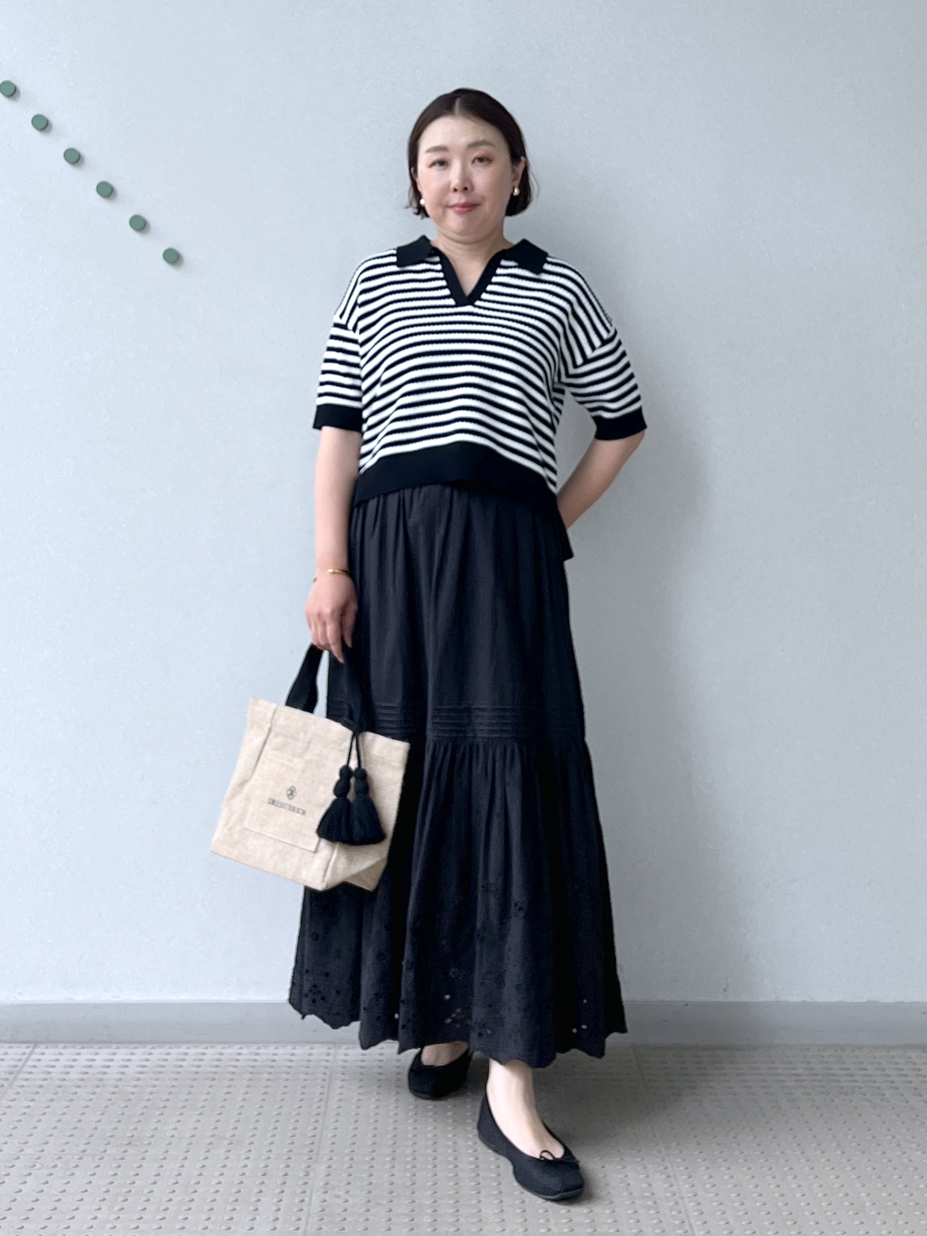Soeさんの「DRESSTERIOR｜ウォッシャブルスキッパークロップドニット」を使ったコーディネート