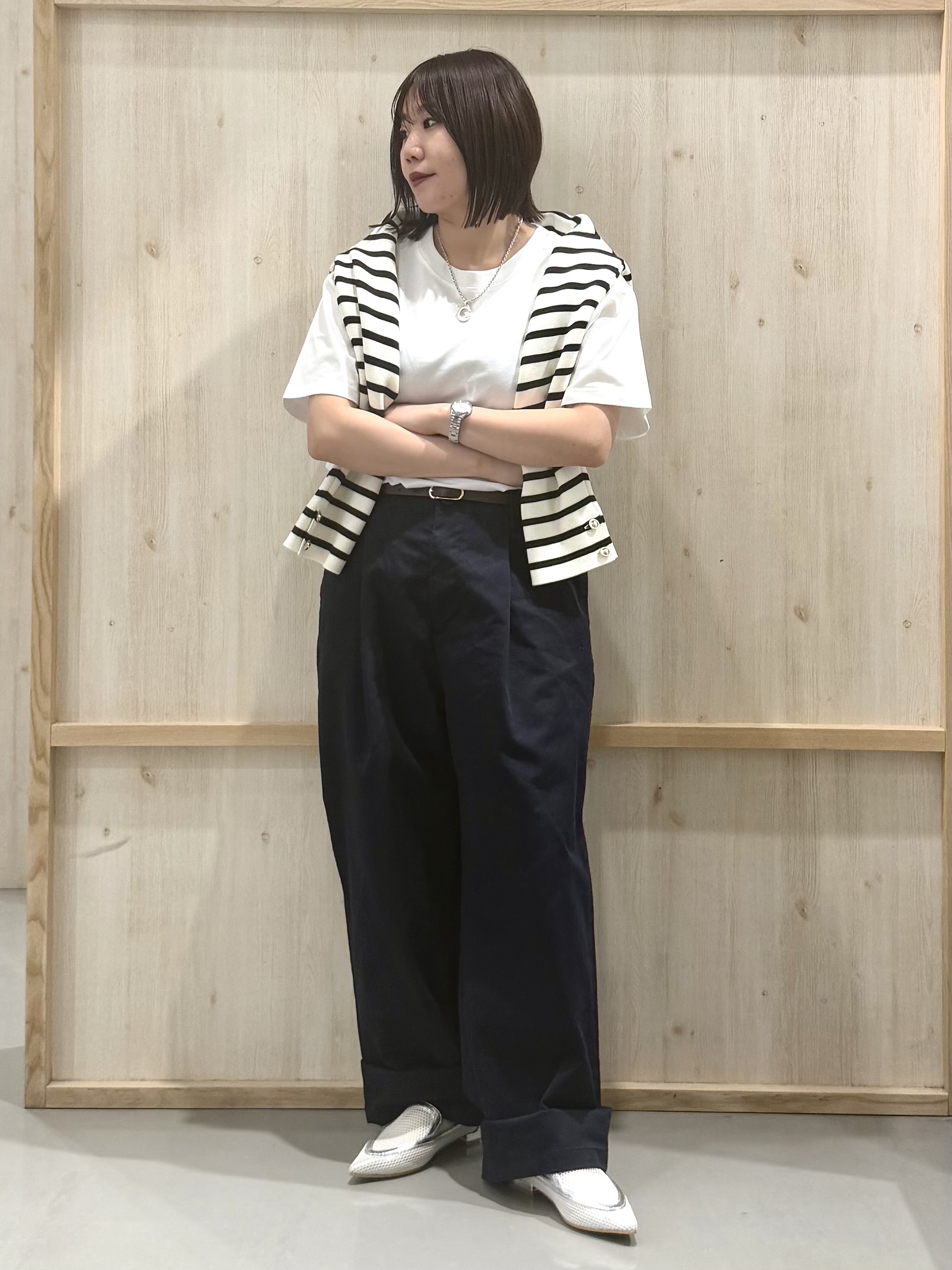 nanaさんの「THE SHOP TK｜ハーフミラノカーデ」を使ったコーディネート