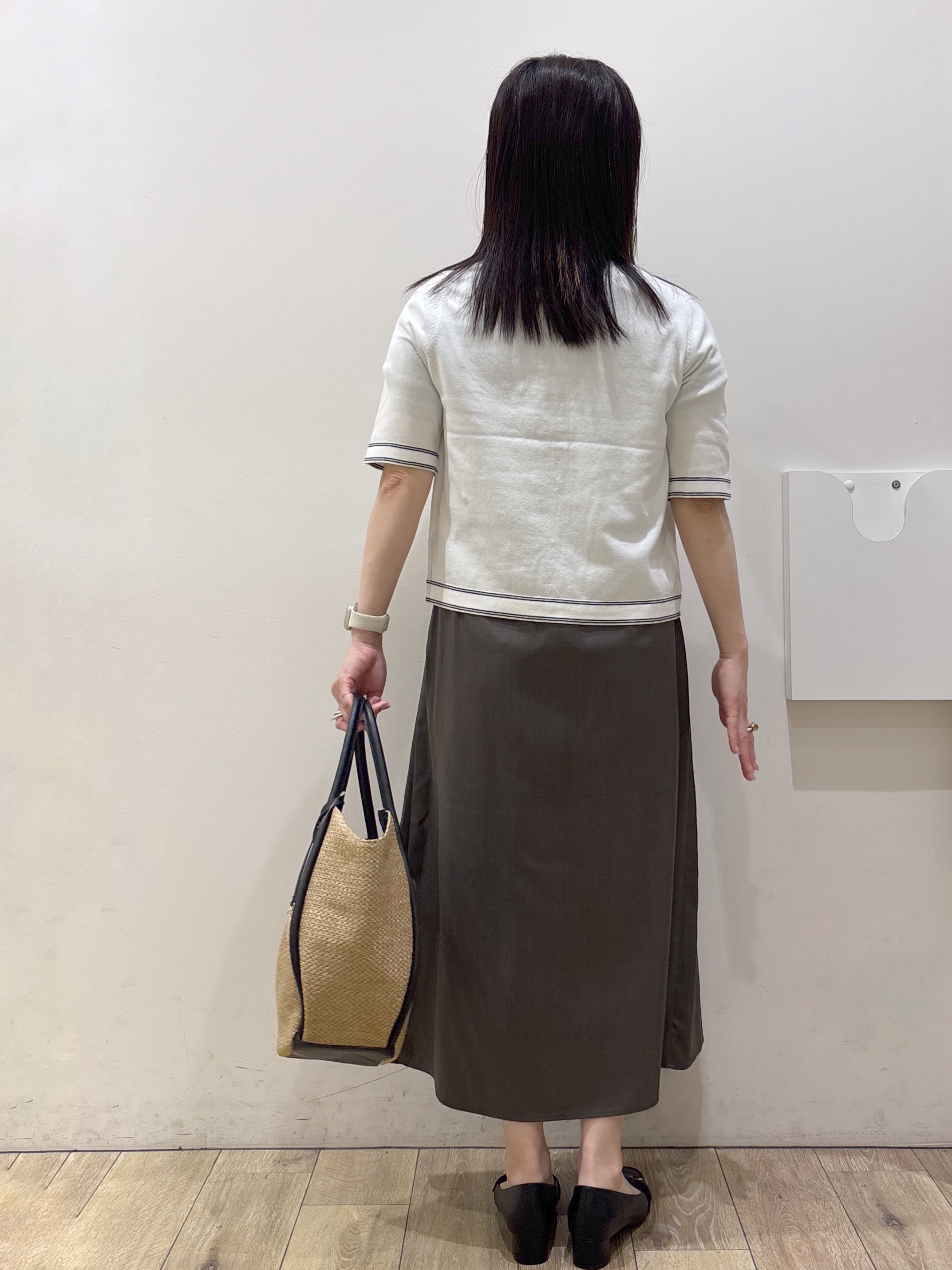 mameさんの「OPAQUE.CLIP｜【UV】バイカラーダブルライン半袖カーディガン《洗濯機OK》」を使ったコーディネート