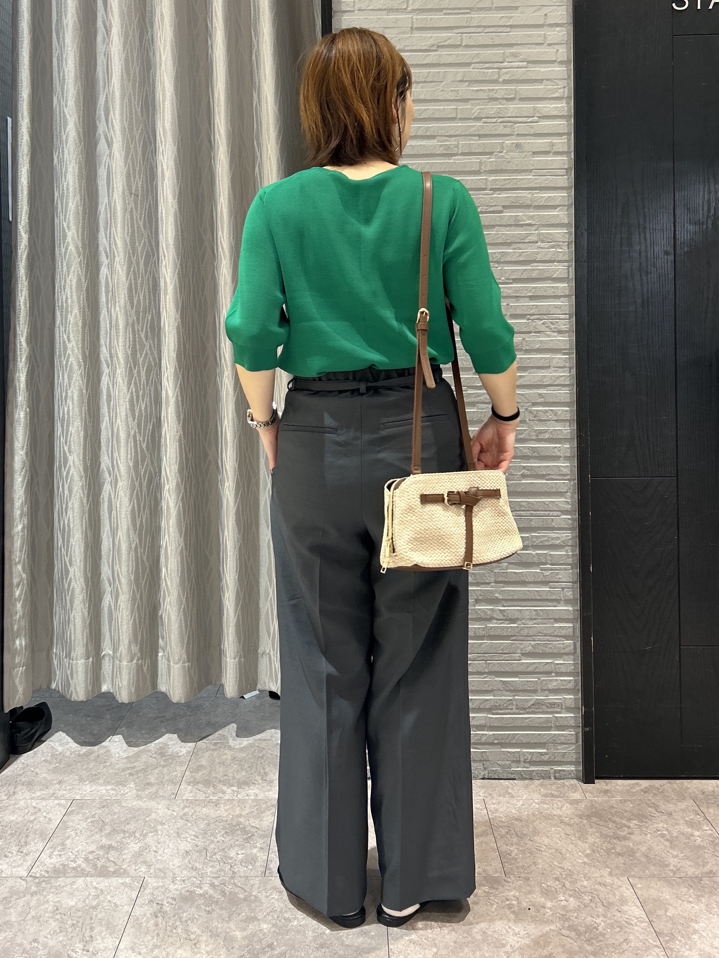 ga_riさんの「THE SHOP TK｜【S-XL/ひんやりタッチ】美しさ際立つ 6分袖ニット 洗濯機OK/UVケア/毛玉になりにくい」を使ったコーディネート