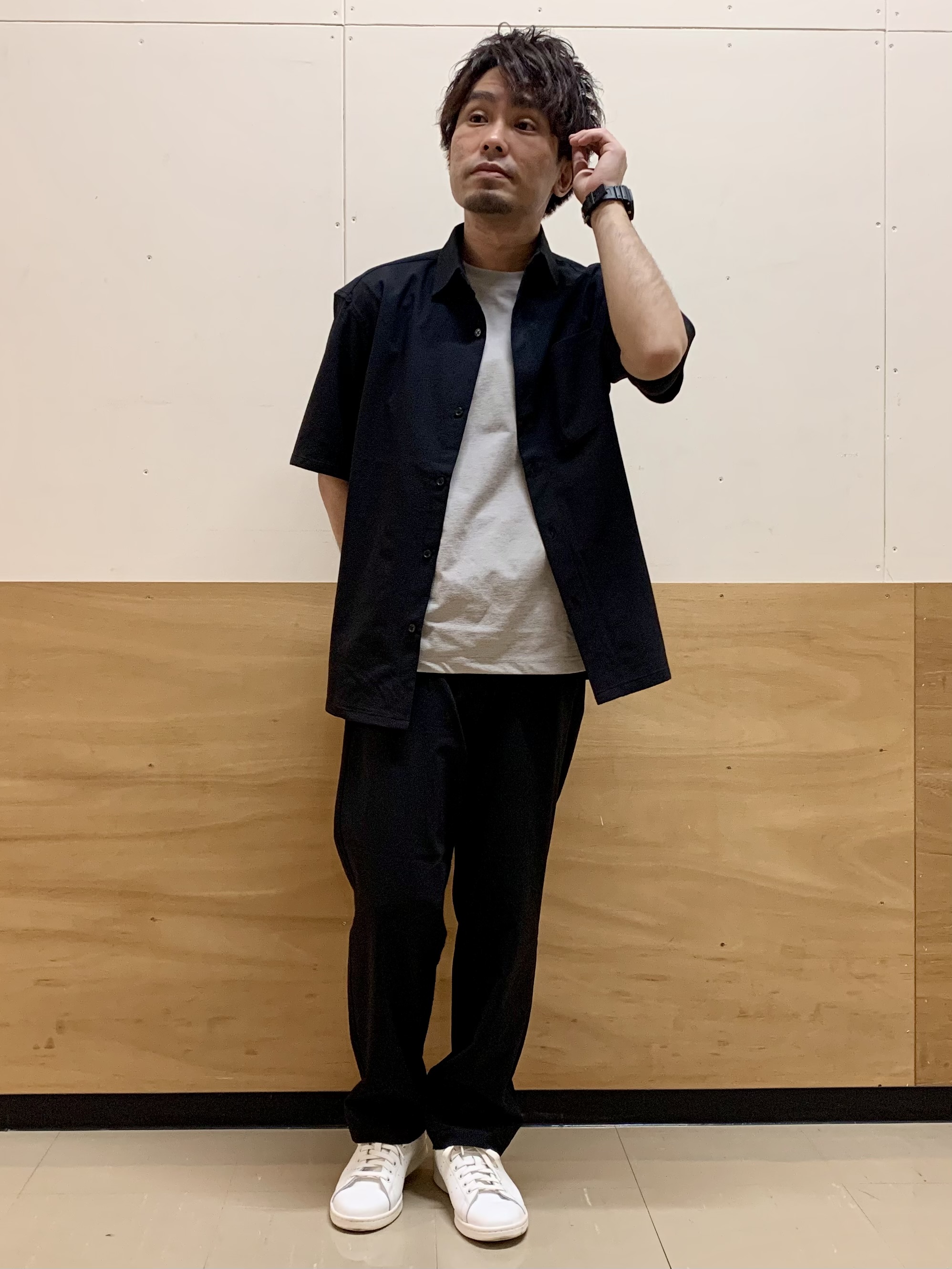 MATUさんの「THE SHOP TK｜マイクロ シアサッカー 半袖シャツ 洗濯機OK／セットアップ可」を使ったコーディネート