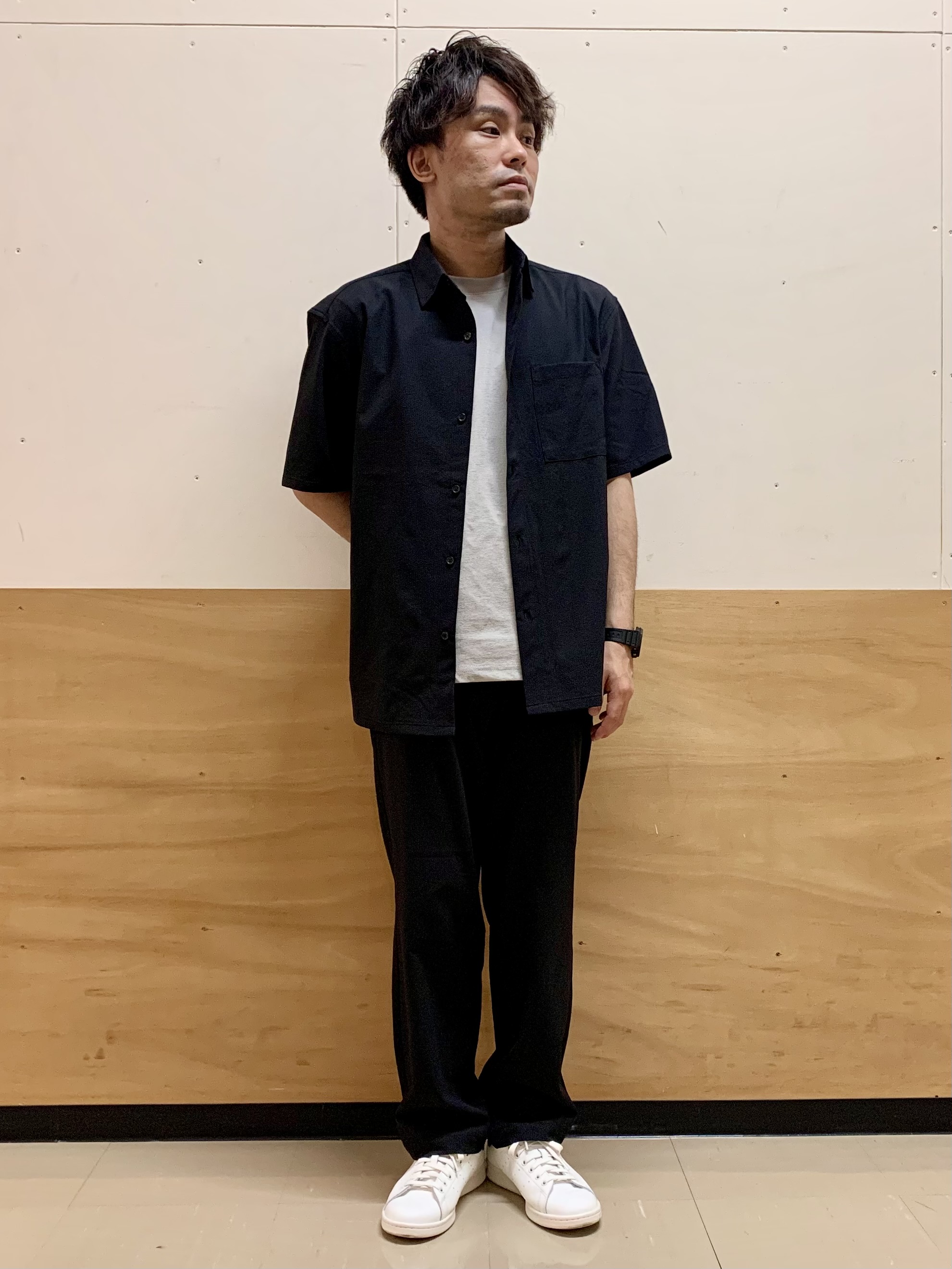 MATUさんの「THE SHOP TK｜マイクロ シアサッカー 半袖シャツ 洗濯機OK／セットアップ可」を使ったコーディネート