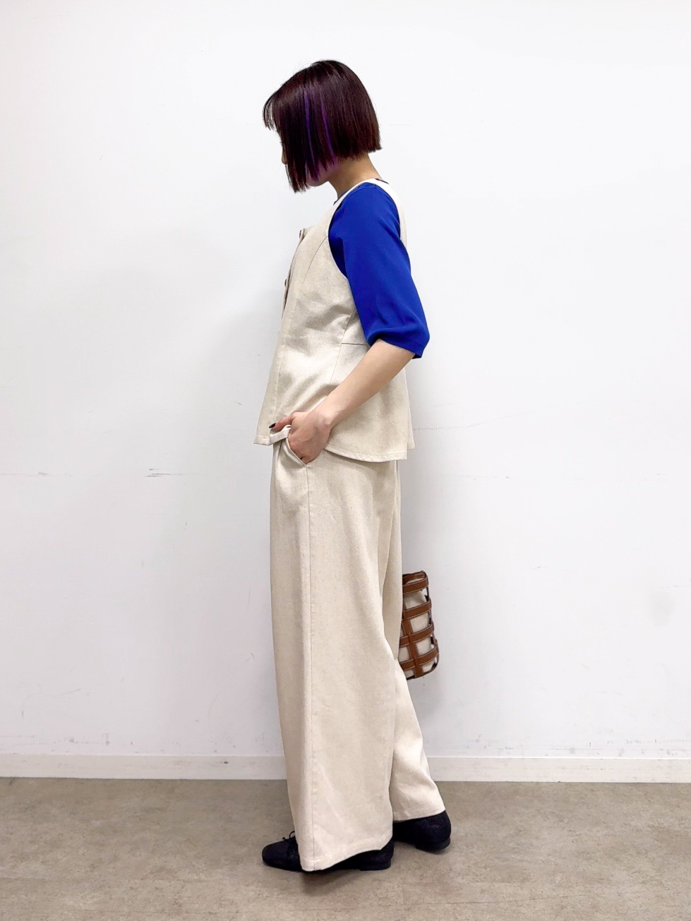 𝐜𝐡𝐢𝐤𝐚さんの「SHOO･LA･RUE｜【毎日洗える/S-LL/ひんやり/UV】上半身すっきり 二の腕見せない5分袖ニット」を使ったコーディネート