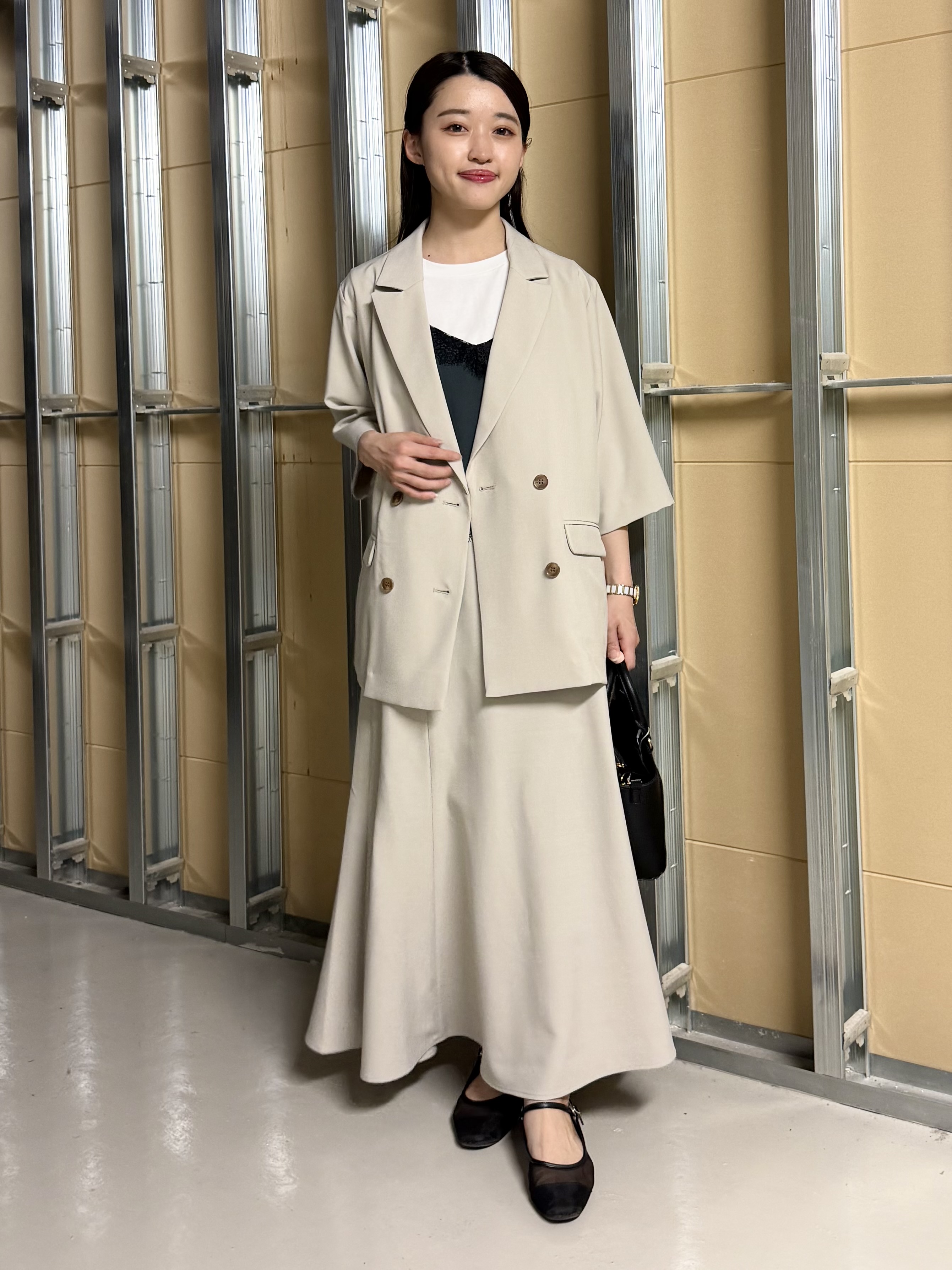 sahoさんの「THE SHOP TK｜【セットアップ可】麻調ダブルブレスト 6分袖ジャケット」を使ったコーディネート