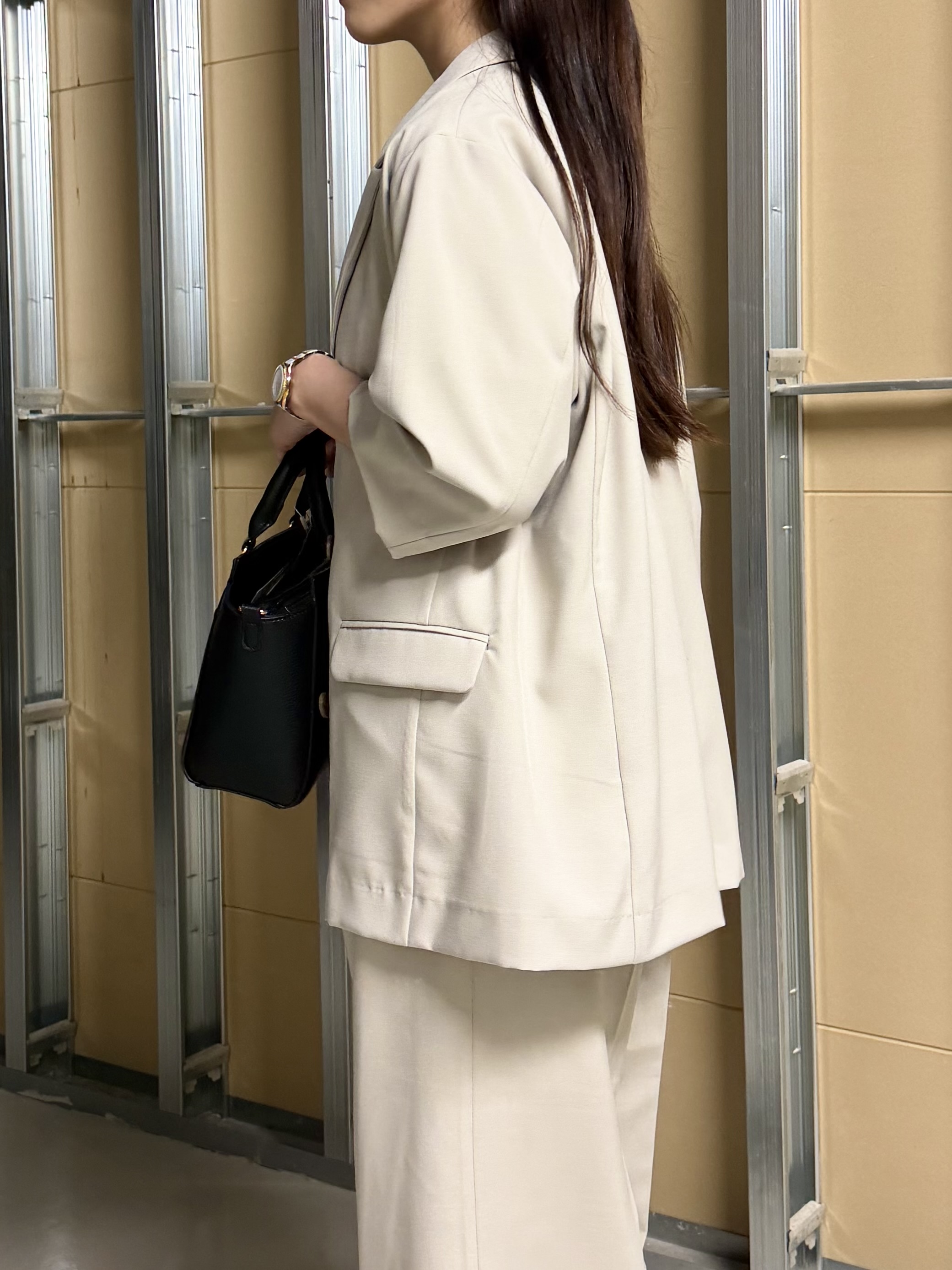sahoさんの「THE SHOP TK｜【セットアップ可】麻調ダブルブレスト 6分袖ジャケット」を使ったコーディネート