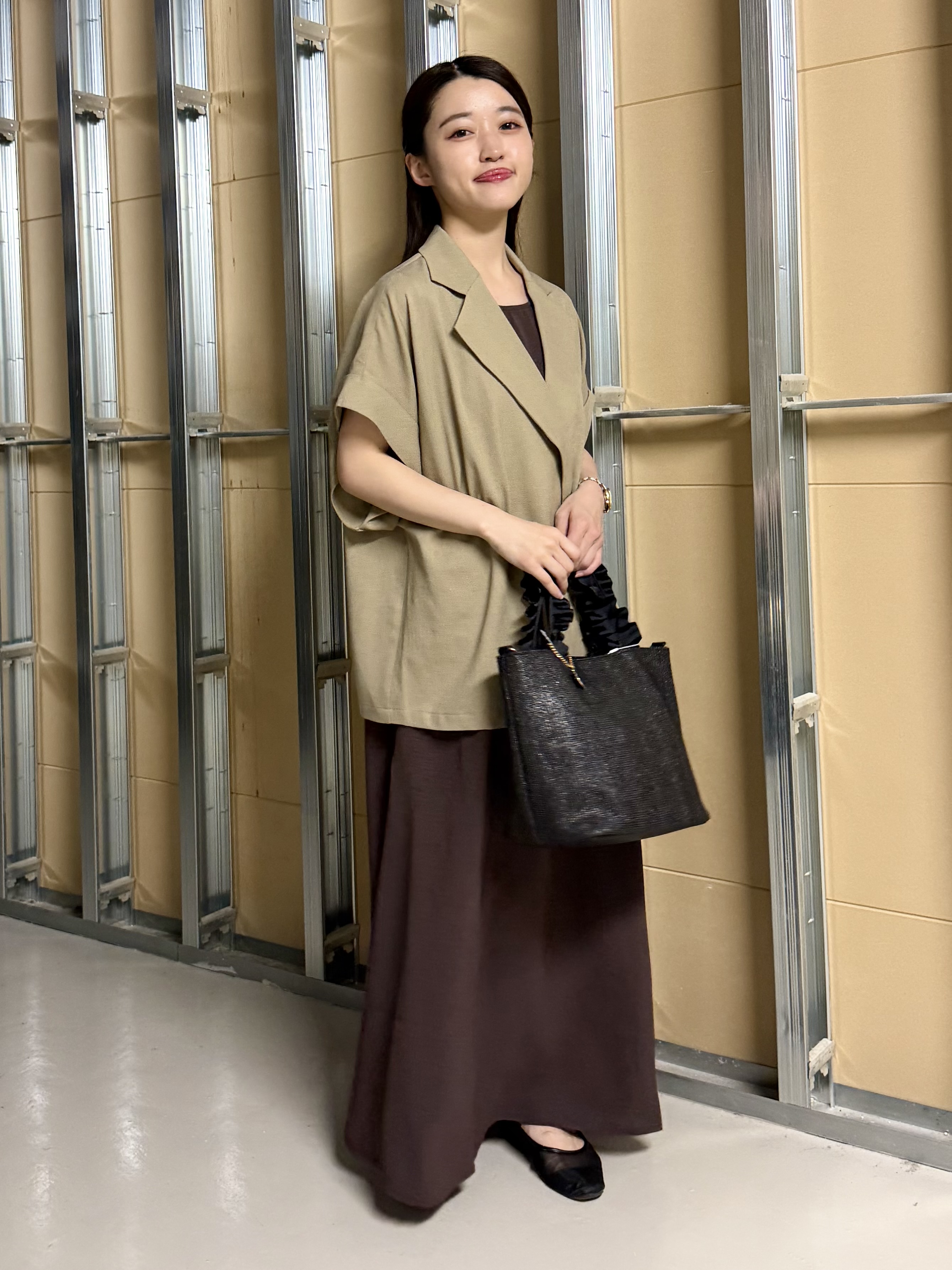 sahoさんの「THE SHOP TK｜【夏の通勤スタイルに】涼やかな着心地 麻調ダブルブレストジャケット」を使ったコーディネート