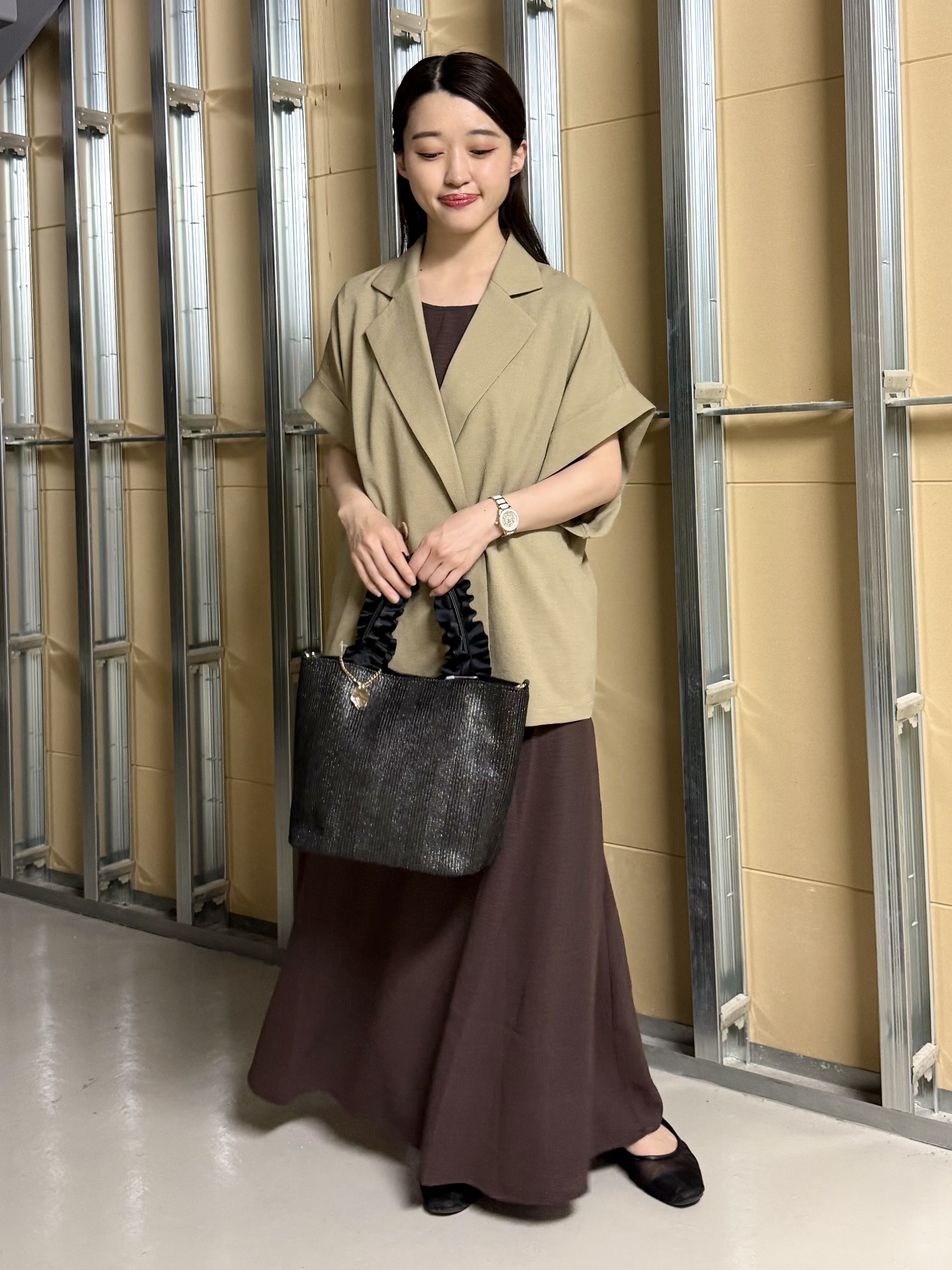 sahoさんの「THE SHOP TK｜【夏の通勤スタイルに】涼やかな着心地 麻調ダブルブレストジャケット」を使ったコーディネート