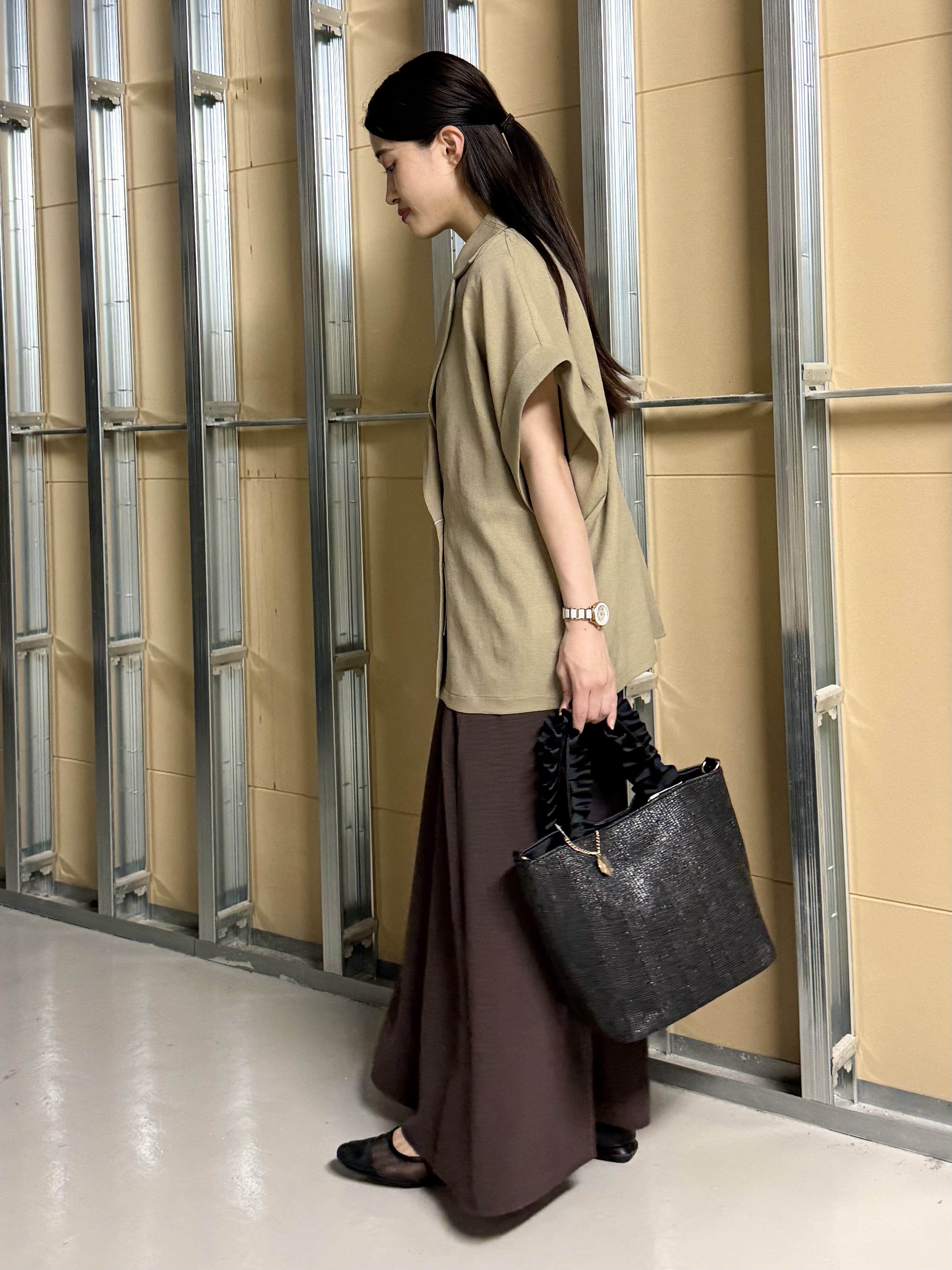 sahoさんの「THE SHOP TK｜【夏の通勤スタイルに】涼やかな着心地 麻調ダブルブレストジャケット」を使ったコーディネート