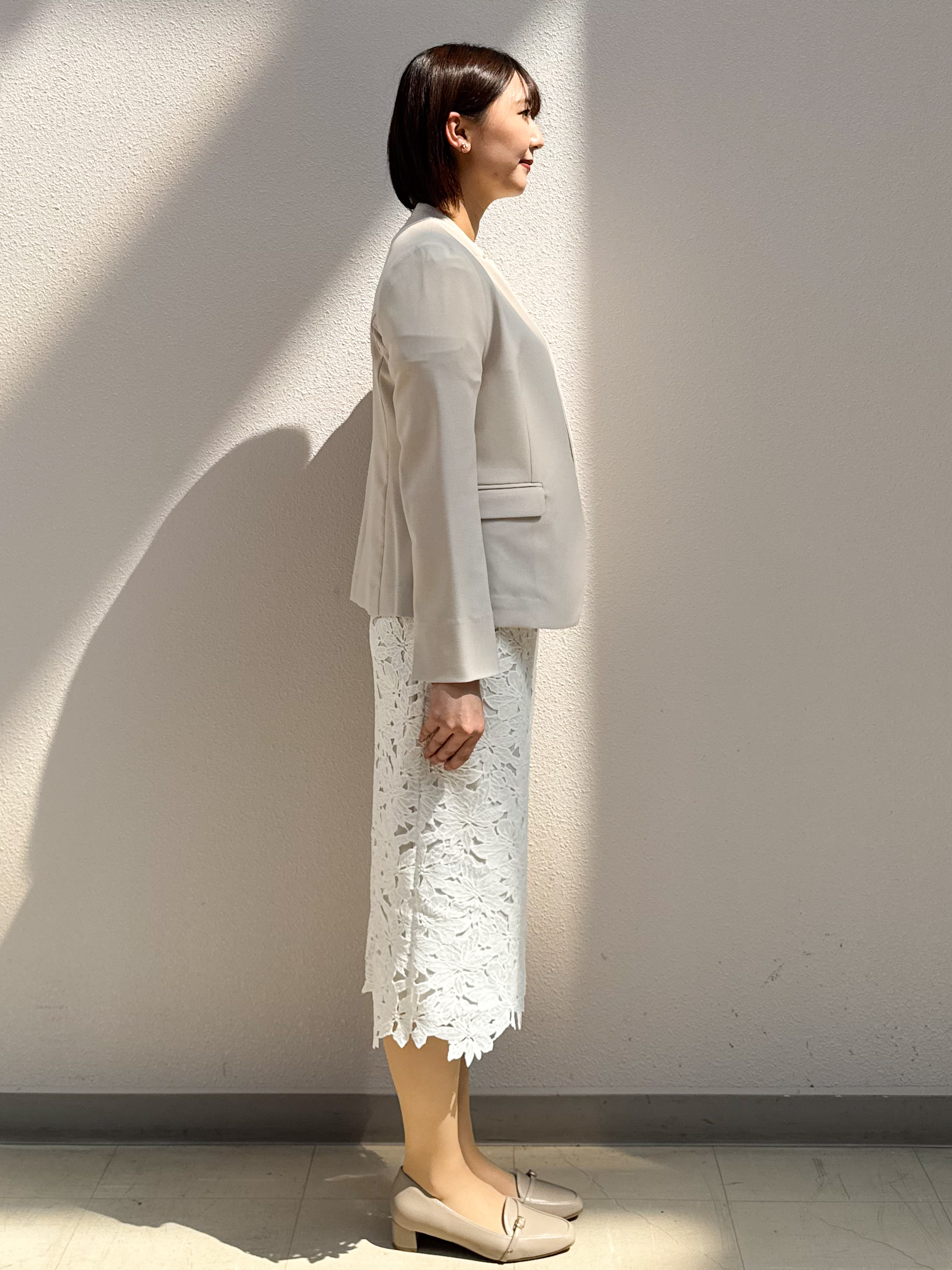 mihaさんの「index｜【接触冷感／吸水速乾】ノーカラージャケット／セットアップ対応可《洗える／防シワ／ストレッチ》」を使ったコーディネート