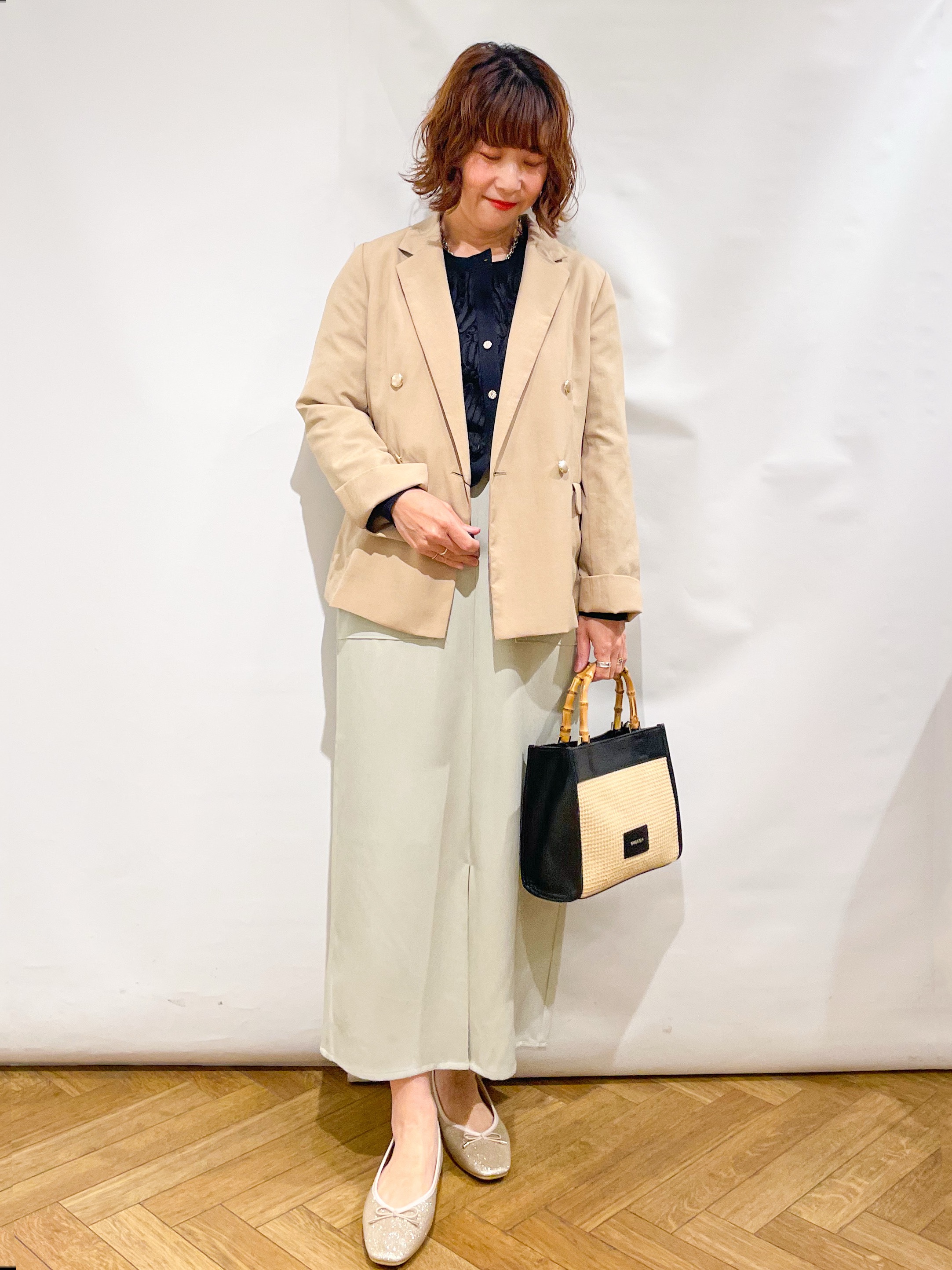 なかさんの「index｜シアー幾何刺繍カーディガン【洗濯機OK】」を使ったコーディネート