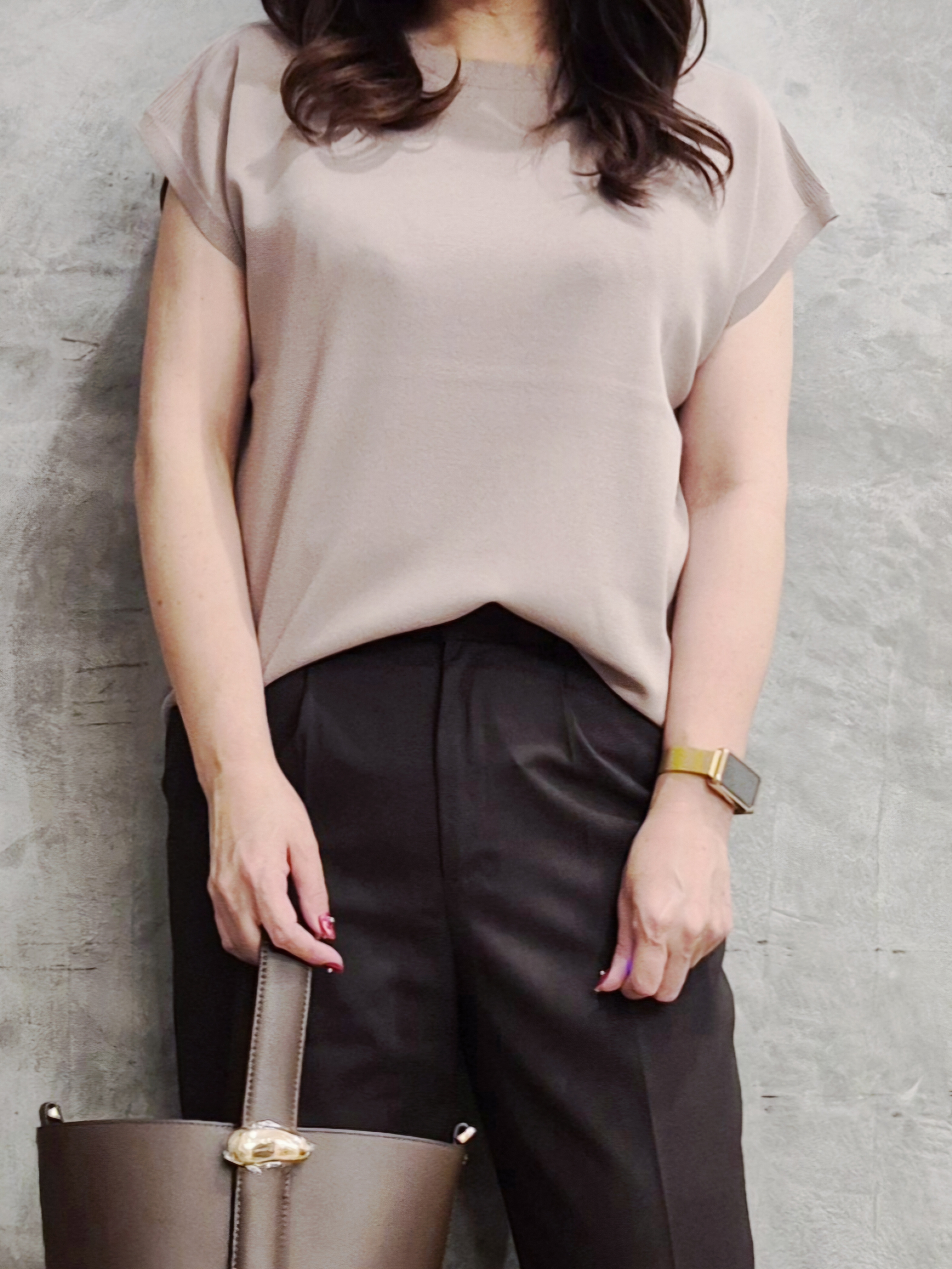 ひさえさんの「THE SHOP TK｜【S-XL/ひんやりタッチ】多機能フレンチスリーブニット 洗濯機OK/UVケア/毛玉になりにくい」を使ったコーディネート