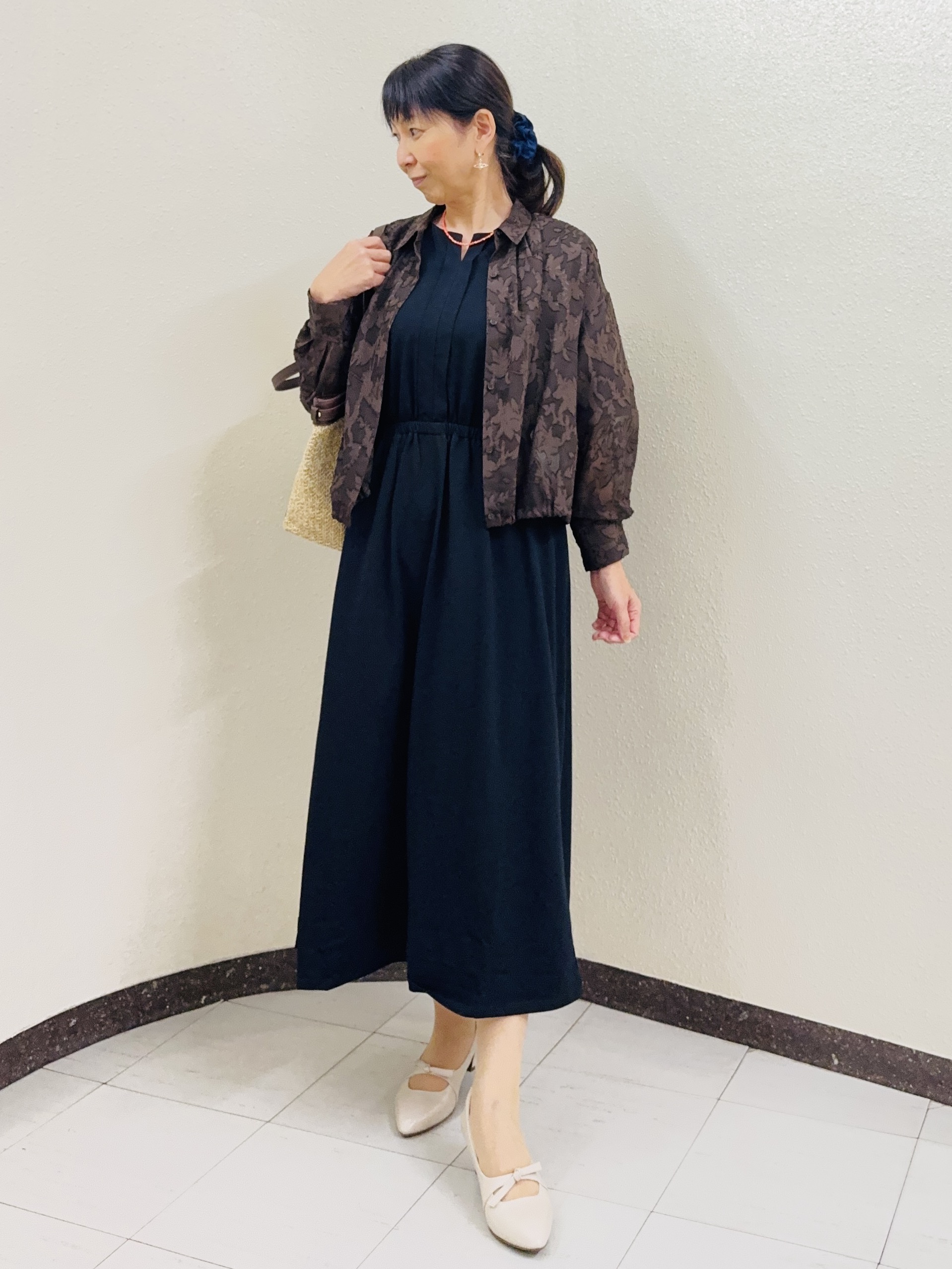 ⭐︎Eimi⭐︎さんの「Reflect｜【選べる2柄／セットアップ可】シャツ衿シアーブラウス」を使ったコーディネート