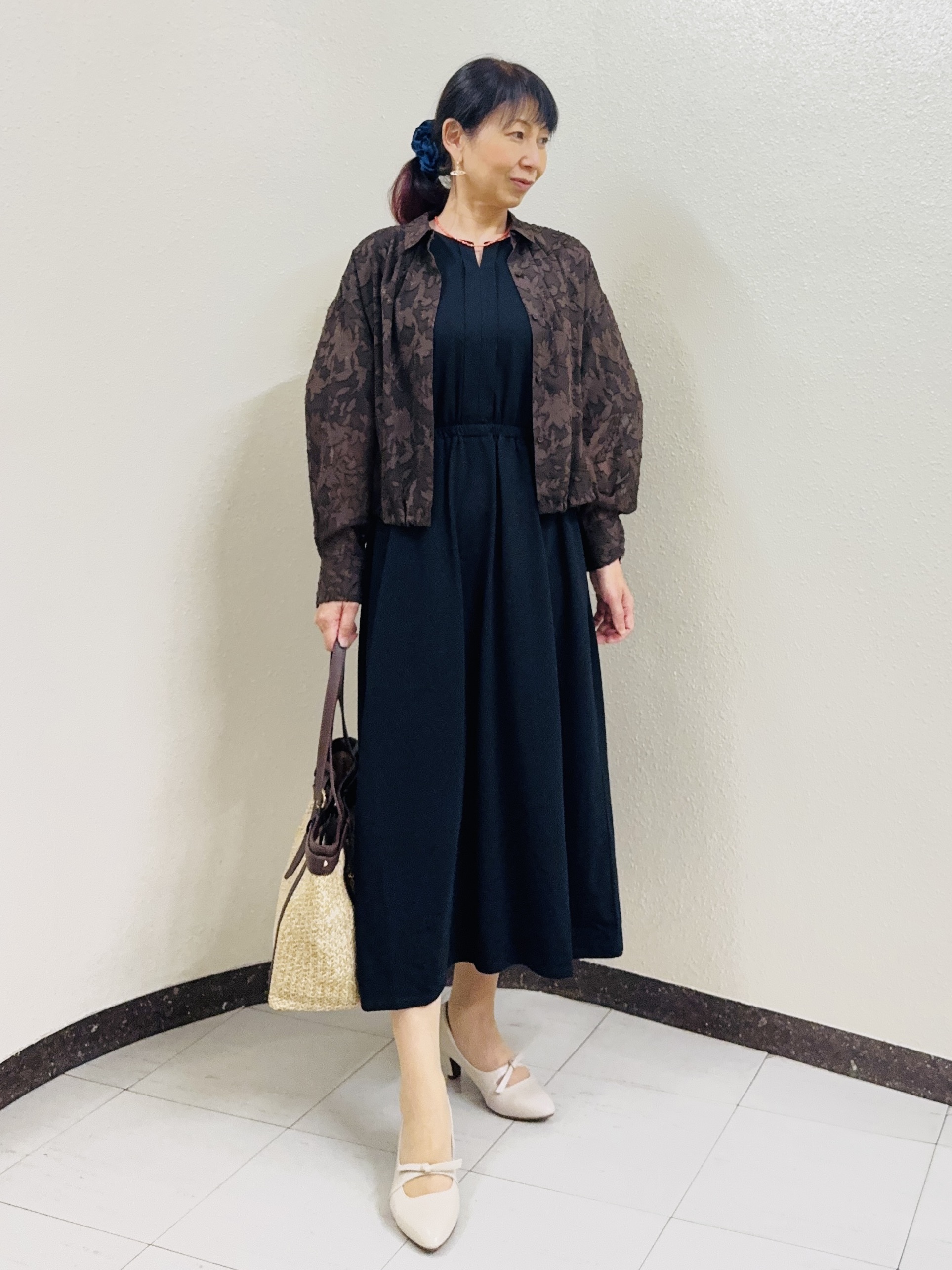 ⭐︎Eimi⭐︎さんの「Reflect｜【選べる2柄／セットアップ可】シャツ衿シアーブラウス」を使ったコーディネート