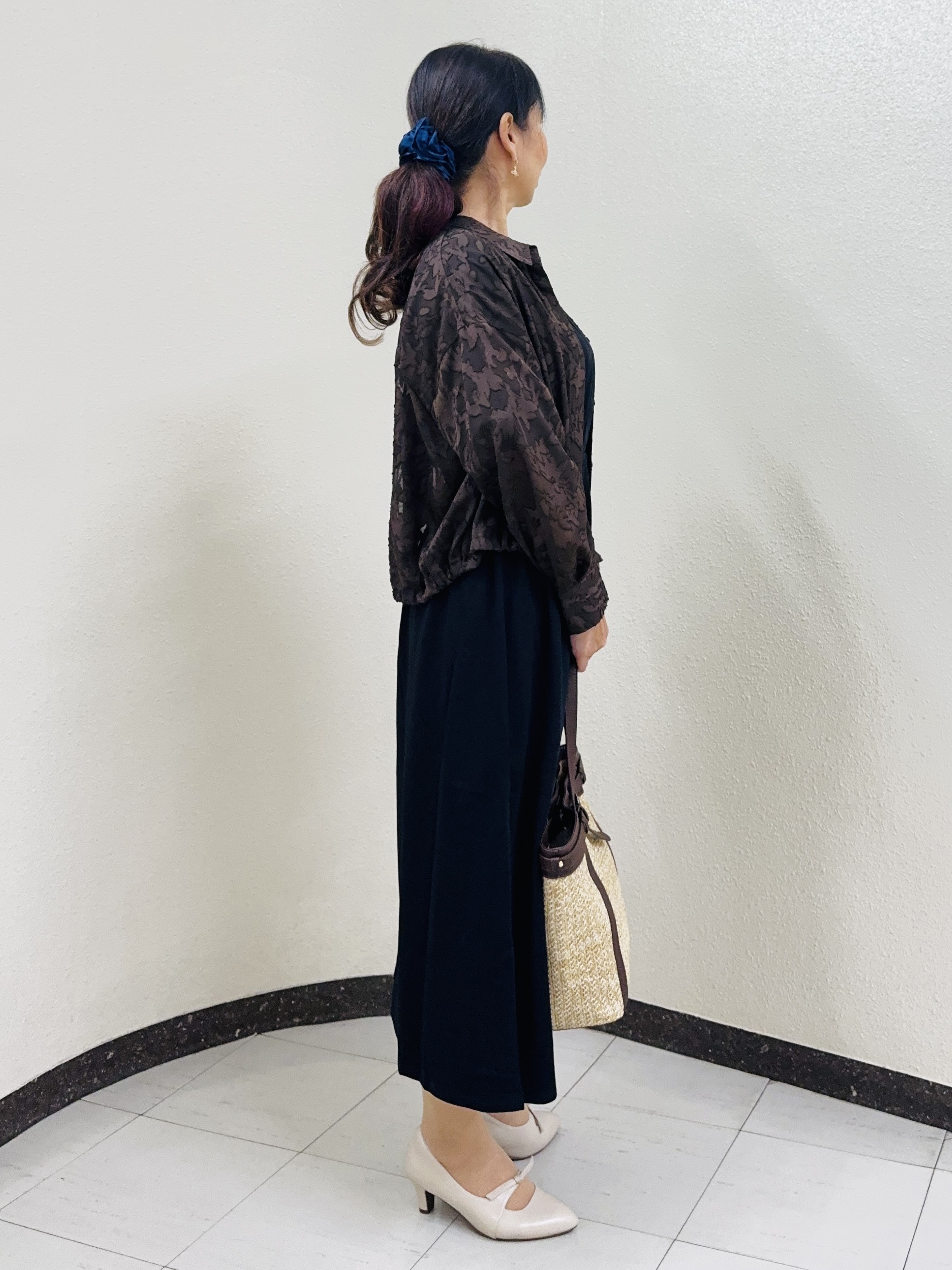 ⭐︎Eimi⭐︎さんの「Reflect｜【選べる2柄／セットアップ可】シャツ衿シアーブラウス」を使ったコーディネート