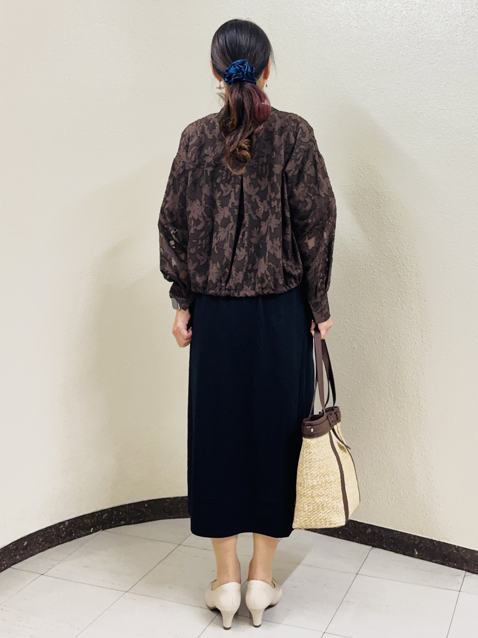 ⭐︎Eimi⭐︎さんの「Reflect｜【選べる2柄／セットアップ可】シャツ衿シアーブラウス」を使ったコーディネート