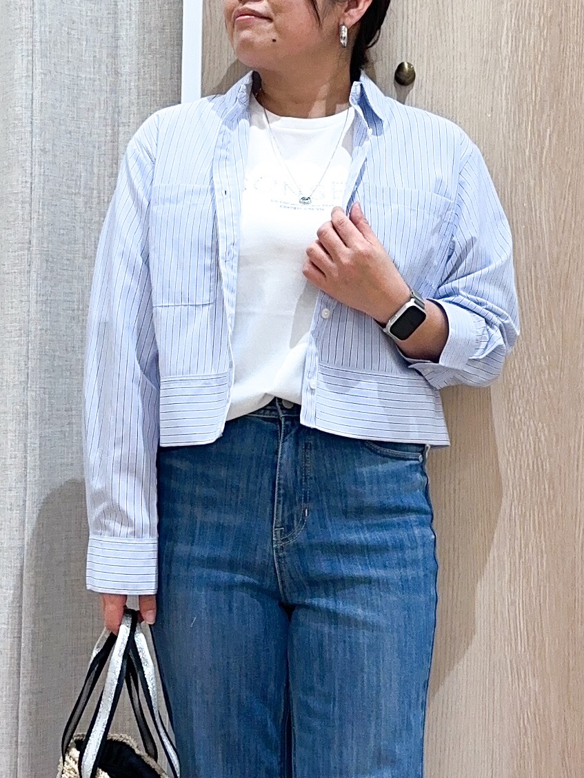naoさんの「grove｜【貴島明日香さん着用／イージーケア／接触冷感】麻混クロップドシャツ」を使ったコーディネート