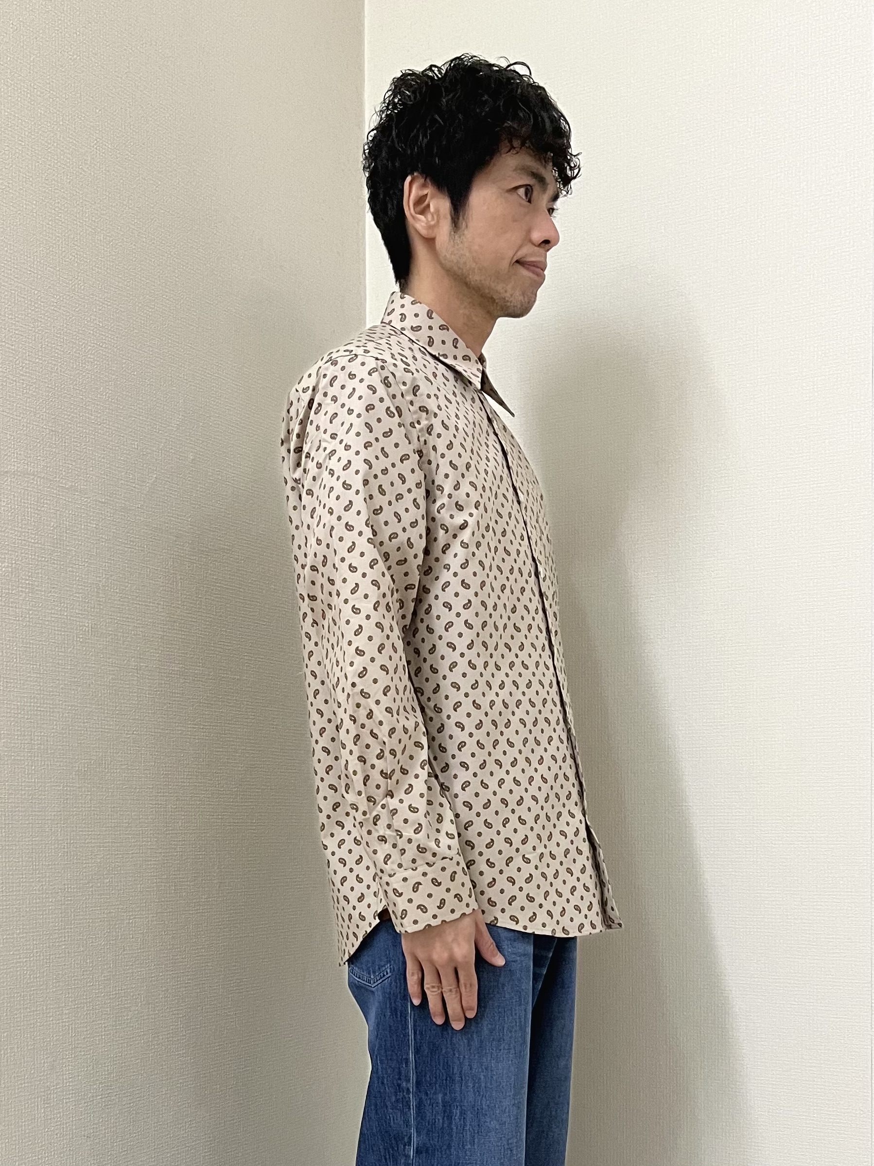 URAさんの「TAKEO KIKUCHI｜【BOWLER HAT LABEL】小紋ペイズリープリント 長袖シャツ」を使ったコーディネート