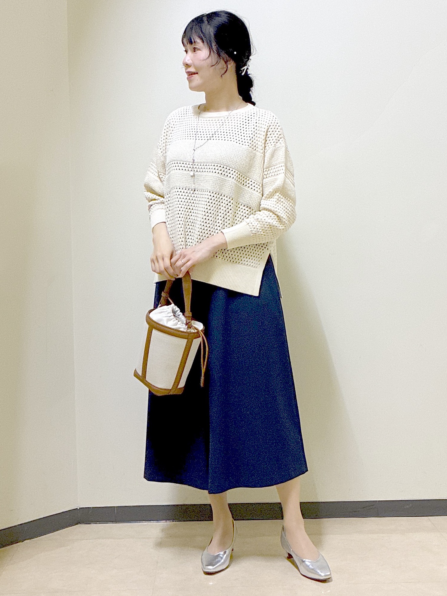  beni_gingerさんの「Reflect｜【レイヤードにおすすめ◎】メッシュ風ドライタッチニット」を使ったコーディネート