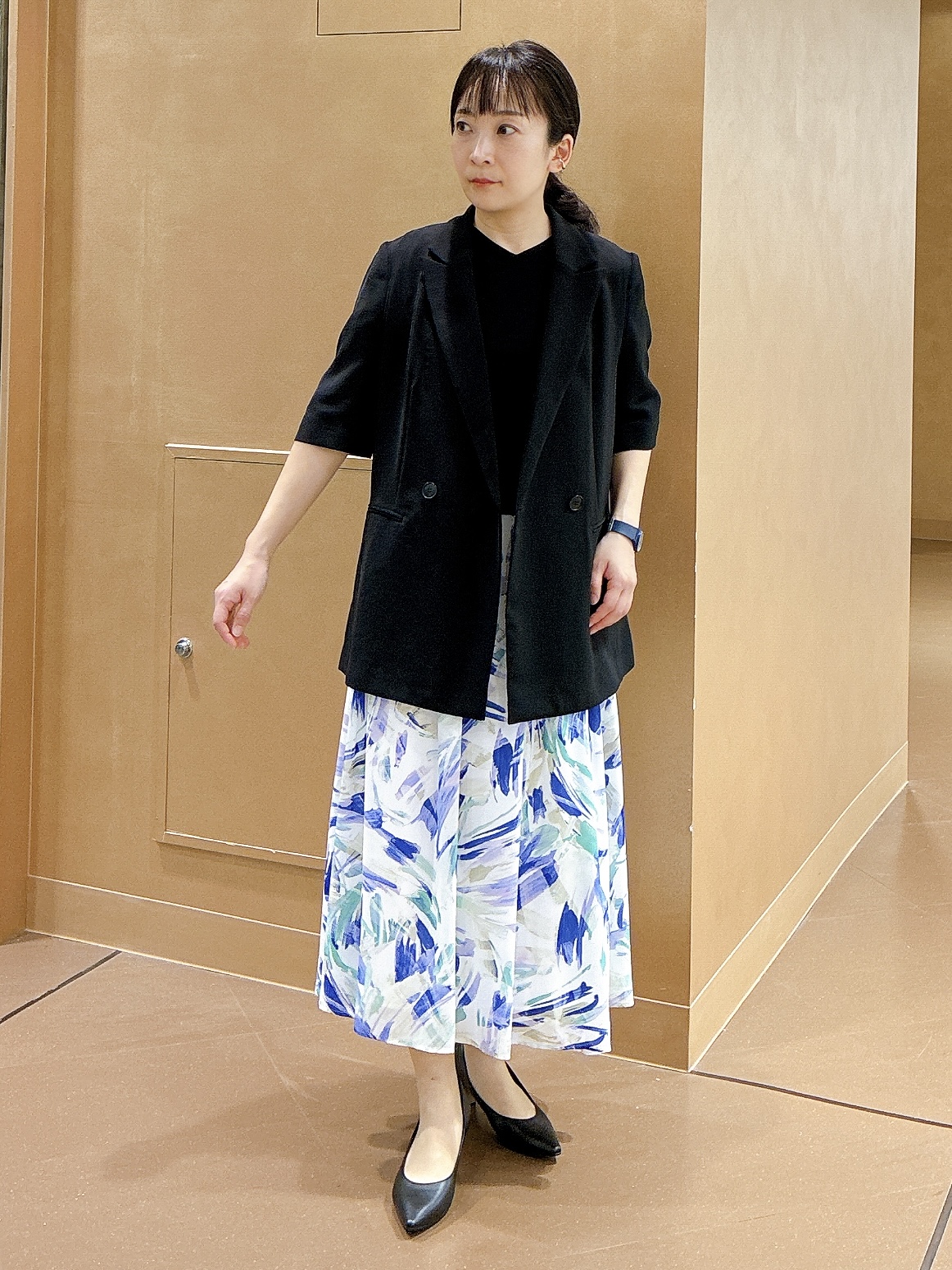 hattoriさんの「INDIVI｜【着る日傘】ハーフスリーブダブルジャケット」を使ったコーディネート