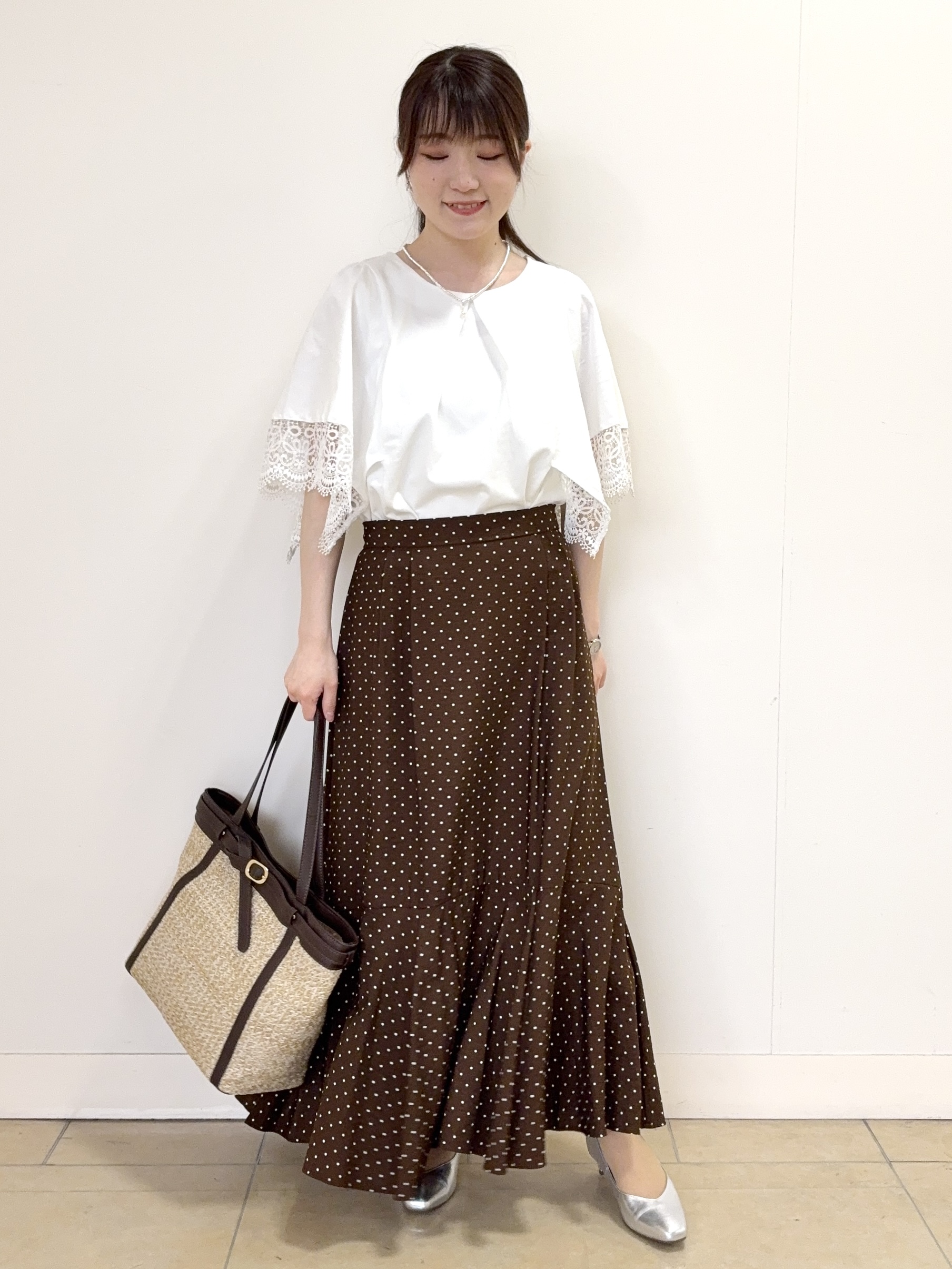 mikiさんの「Reflect｜【UVカット／接触冷感】レーススリーブジャージカットソー」を使ったコーディネート
