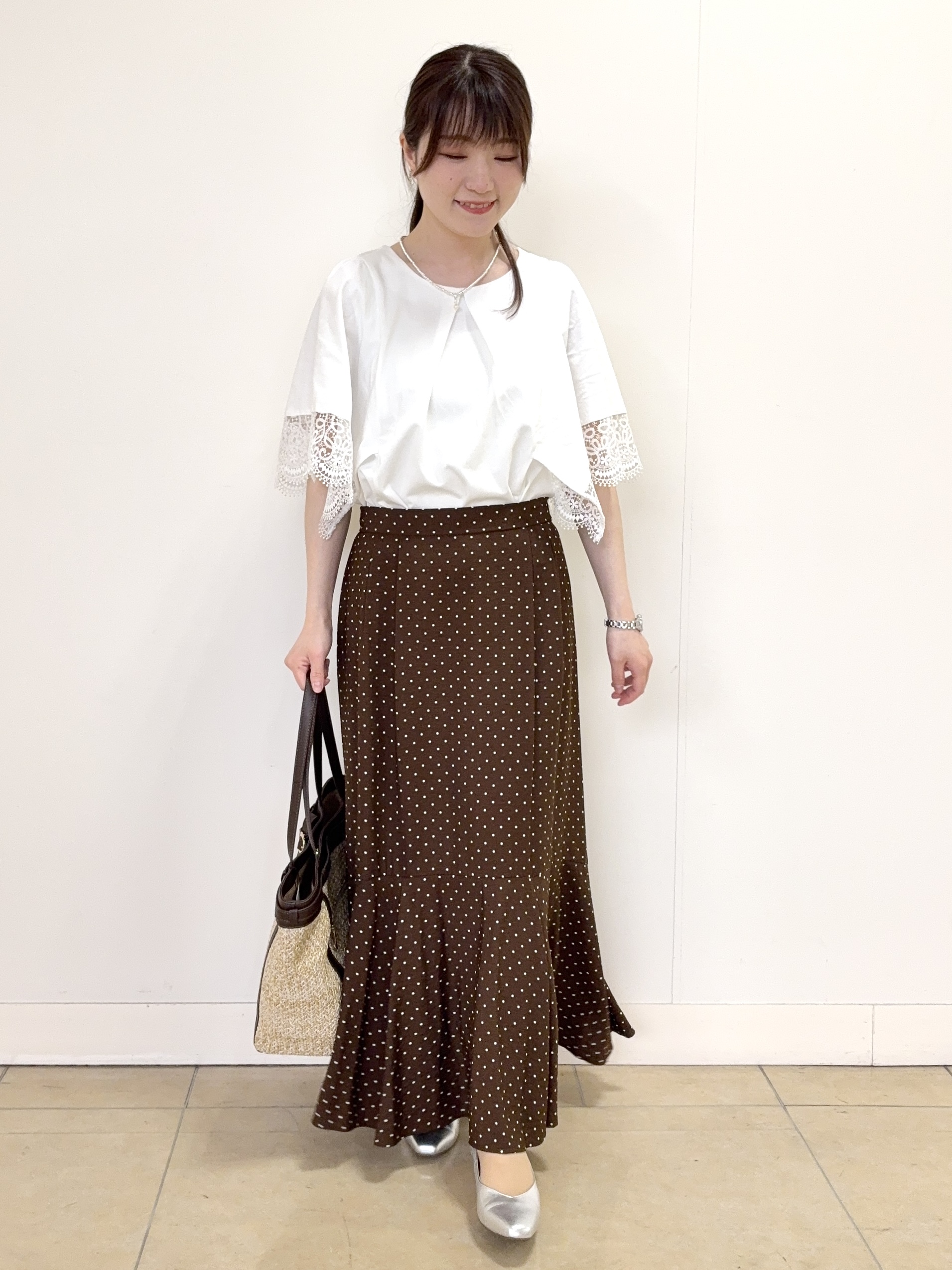 mikiさんの「Reflect｜【UVカット／接触冷感】レーススリーブジャージカットソー」を使ったコーディネート