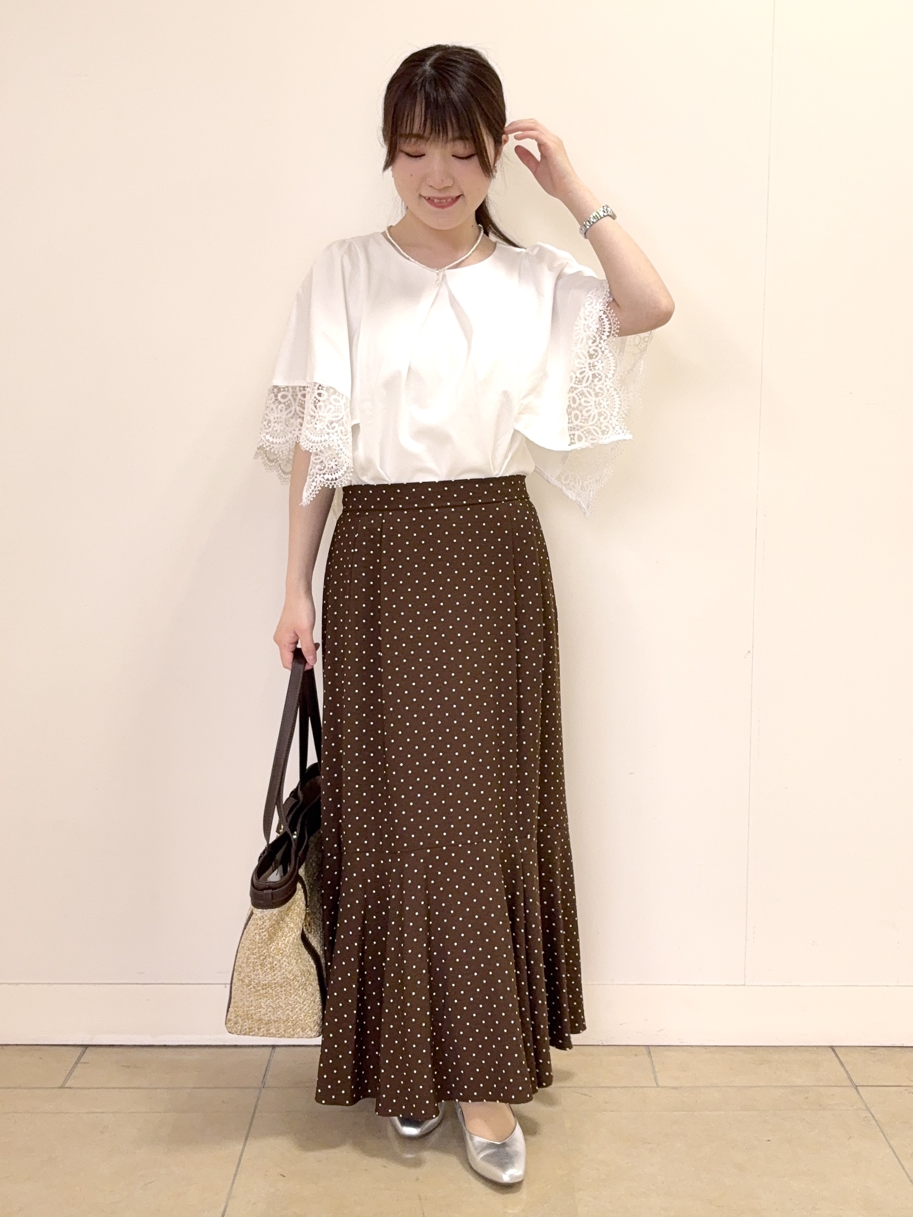 mikiさんの「Reflect｜【UVカット／接触冷感】レーススリーブジャージカットソー」を使ったコーディネート