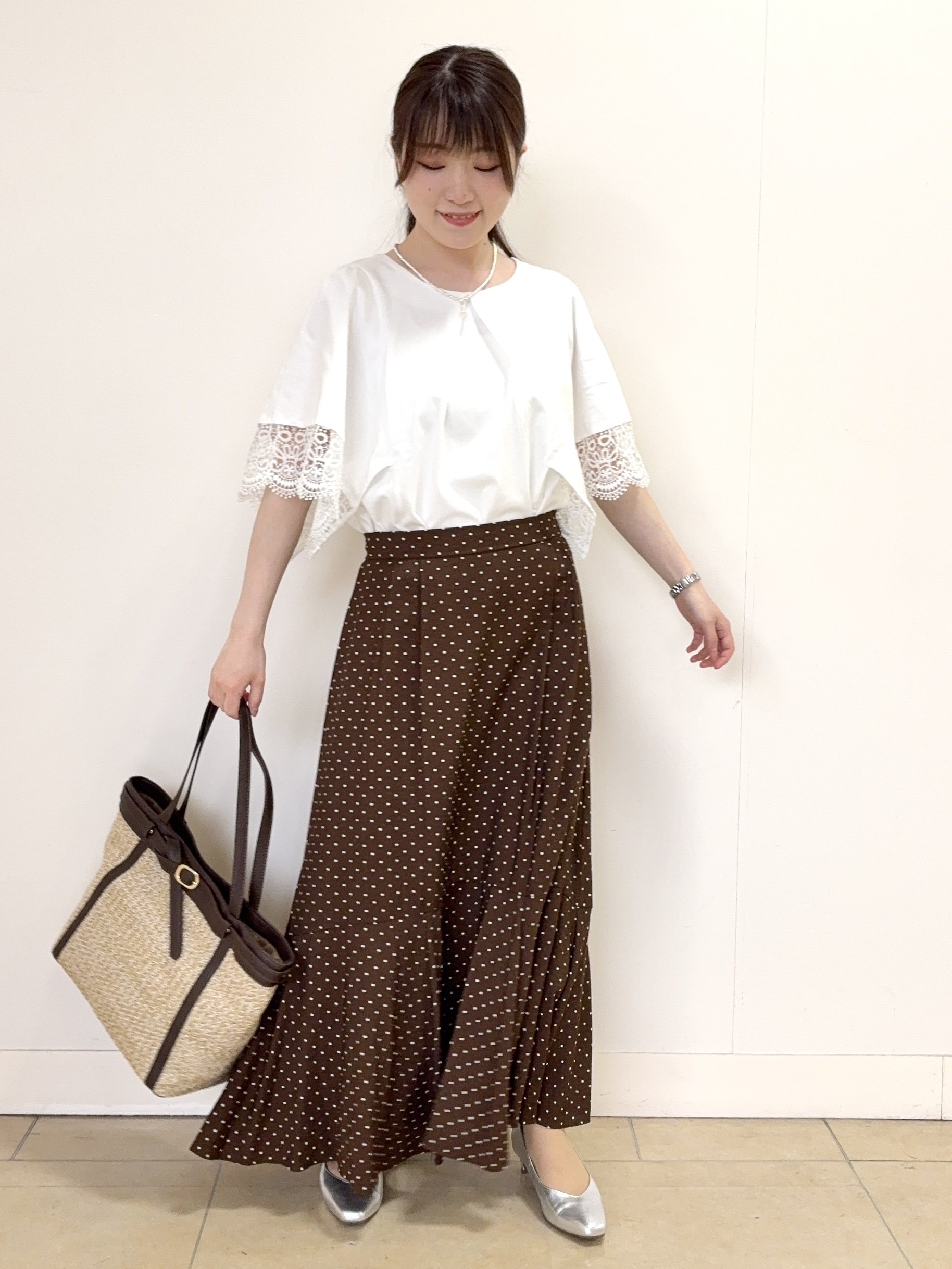 mikiさんの「Reflect｜【UVカット／接触冷感】レーススリーブジャージカットソー」を使ったコーディネート