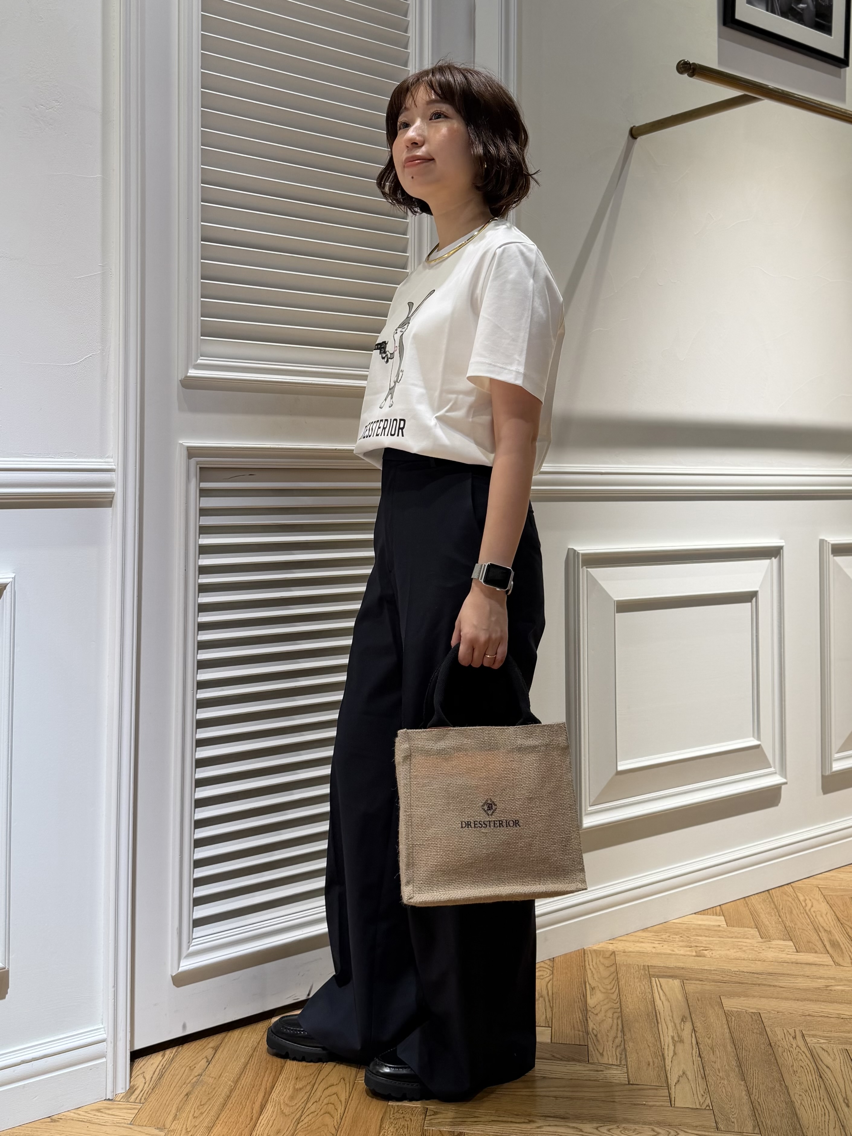 つじ まこさんの「DRESSTERIOR｜【接触冷感/セットアップ可】２WAYストレッチ ワイドパンツ」を使ったコーディネート
