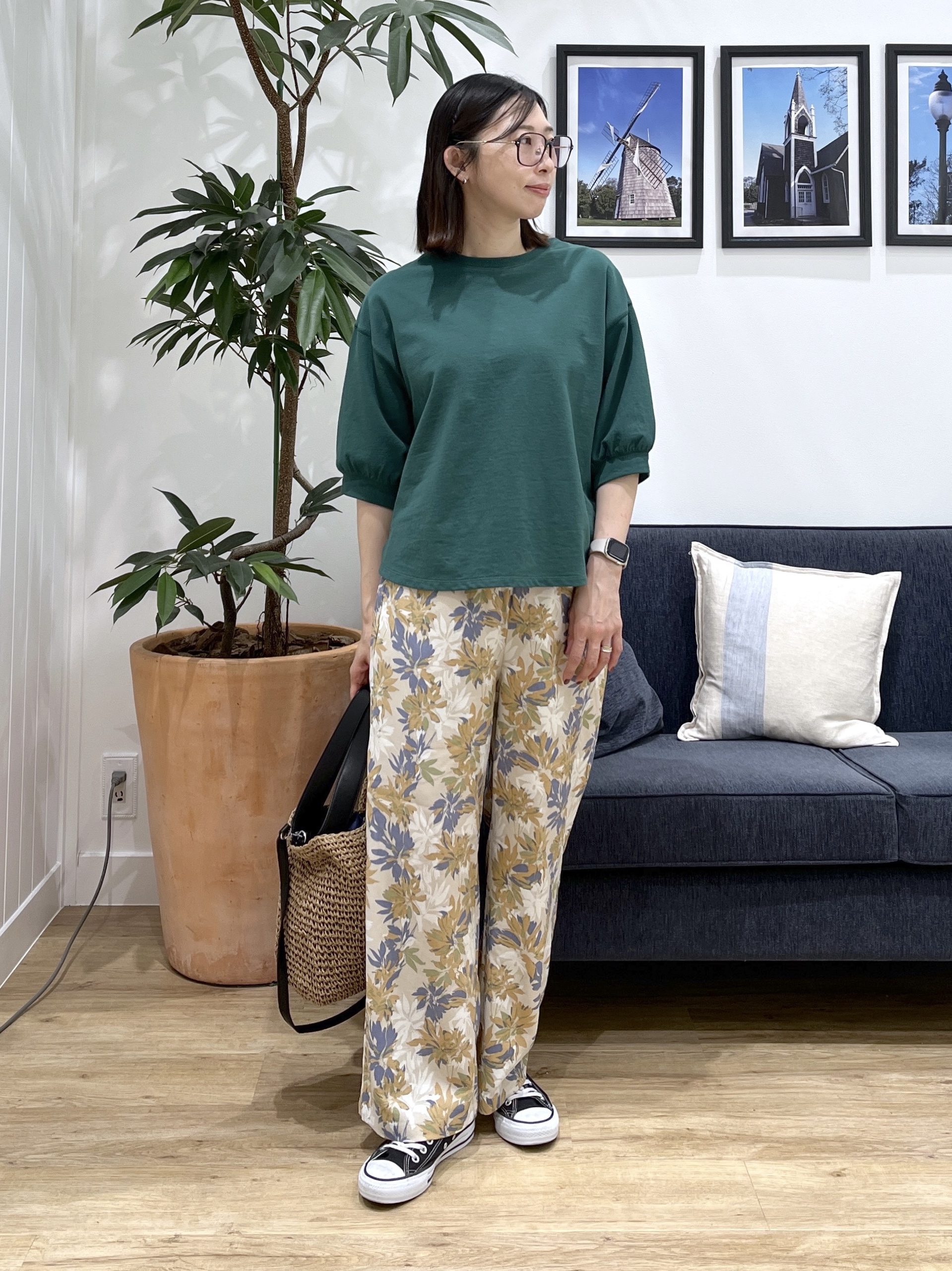 canaさんの「Dessin｜【360度可愛い】バックヘンリーカットソー5分袖」を使ったコーディネート