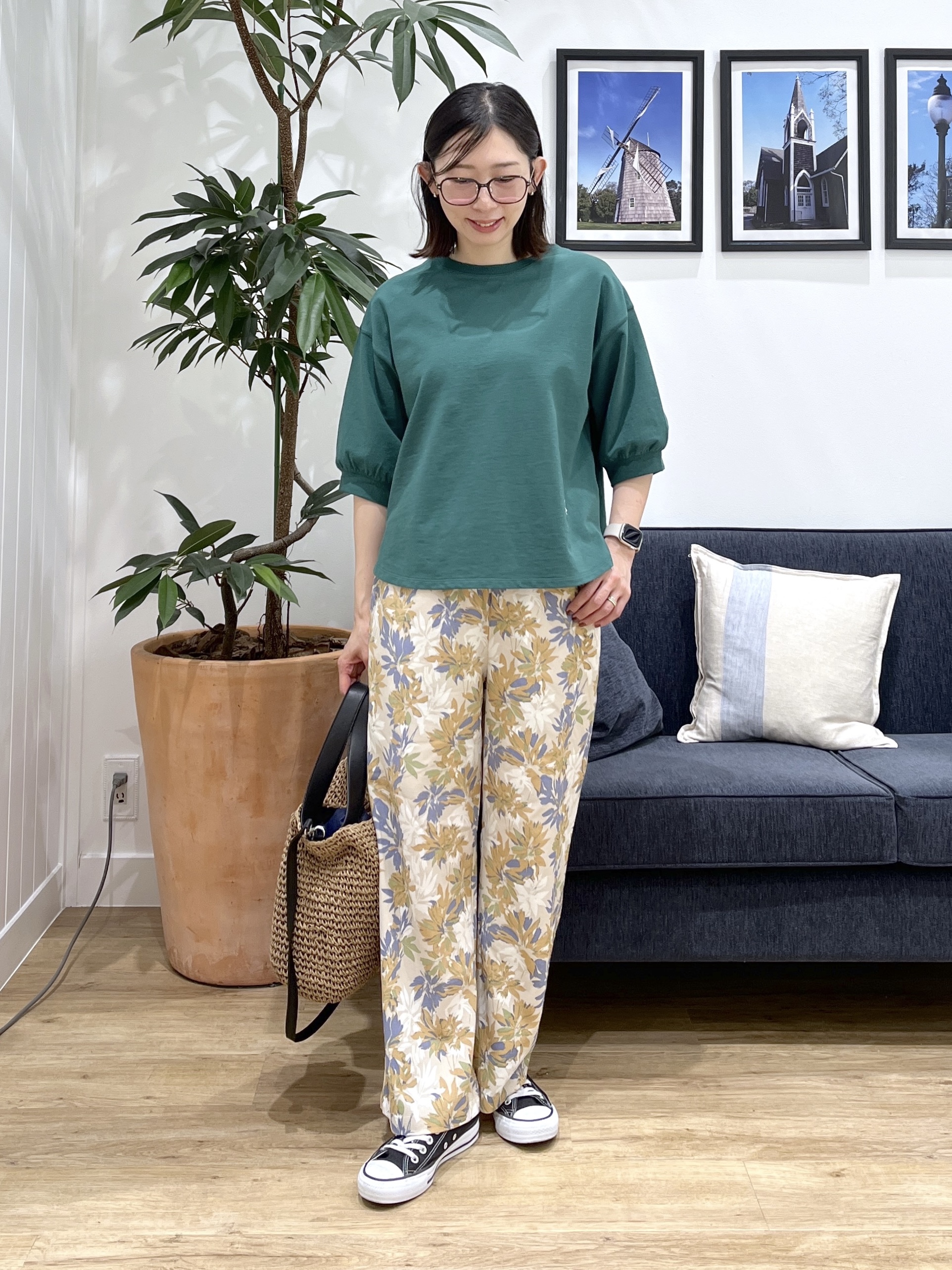 canaさんの「Dessin｜【360度可愛い】バックヘンリーカットソー5分袖」を使ったコーディネート