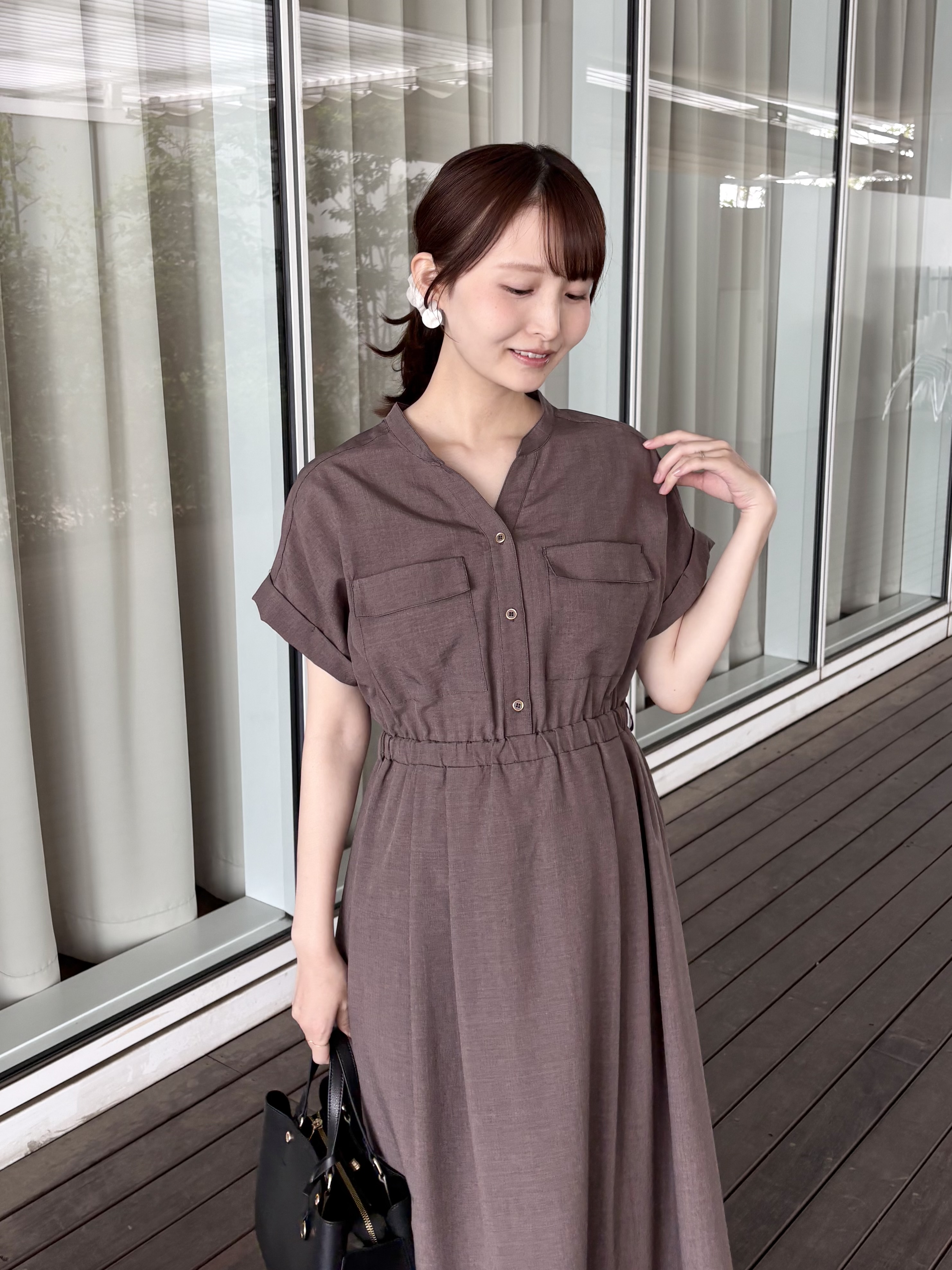 みさかさんの「index｜ダブルポケットスキッパーワンピース【防シワ／洗濯機OK】《XS～3L／6col》」を使ったコーディネート