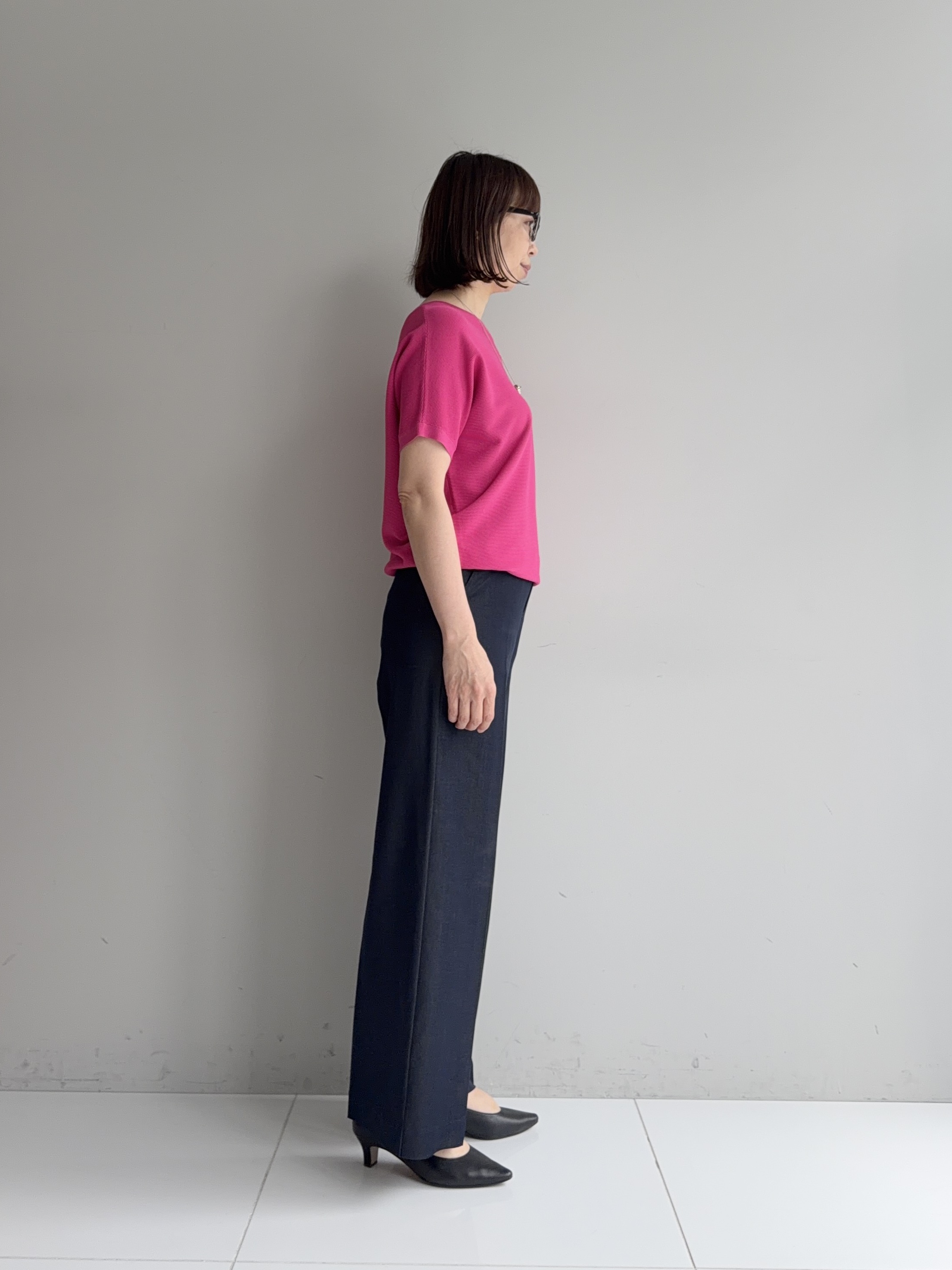 murayamaさんの「INDIVI｜【洗える】ガーター編みVネックニットT」を使ったコーディネート