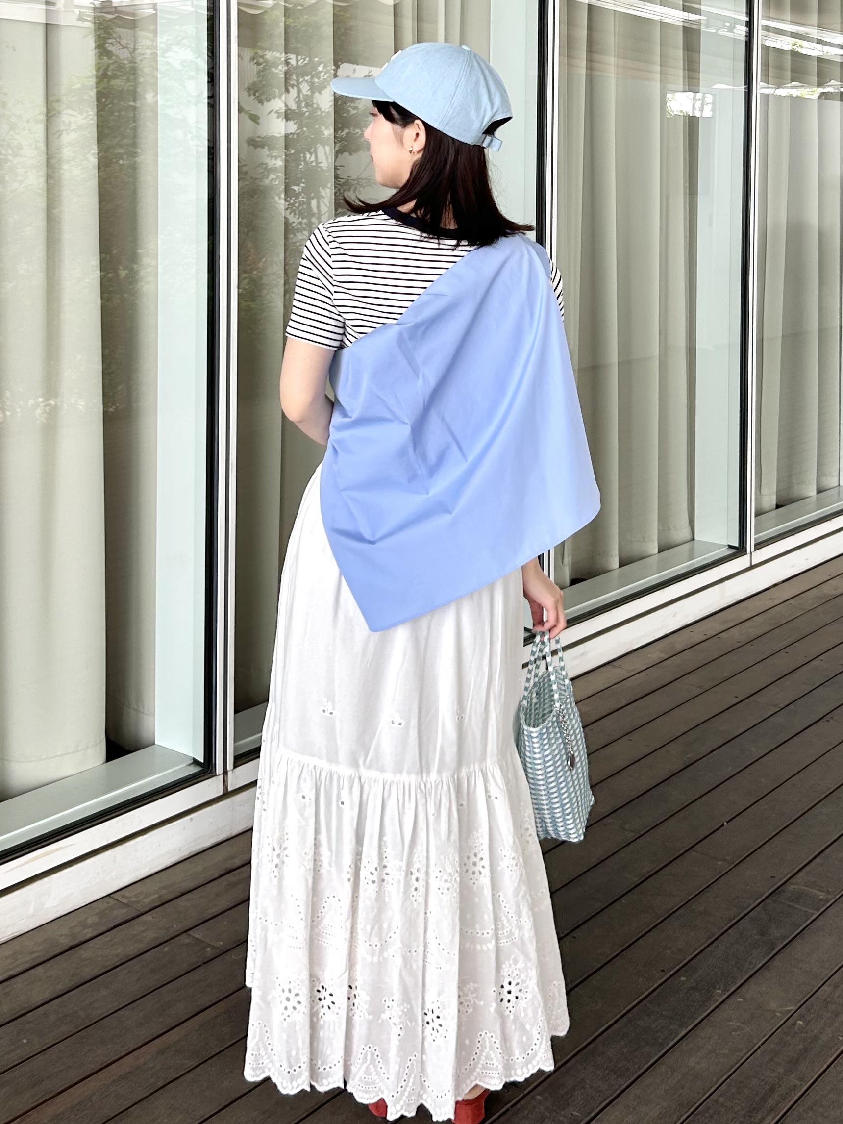 RINAさんの「OPAQUE.CLIP｜【PETIT BATEAU／プチバトー】ミニマリニエールクルーネック半袖Tシャツ」を使ったコーディネート