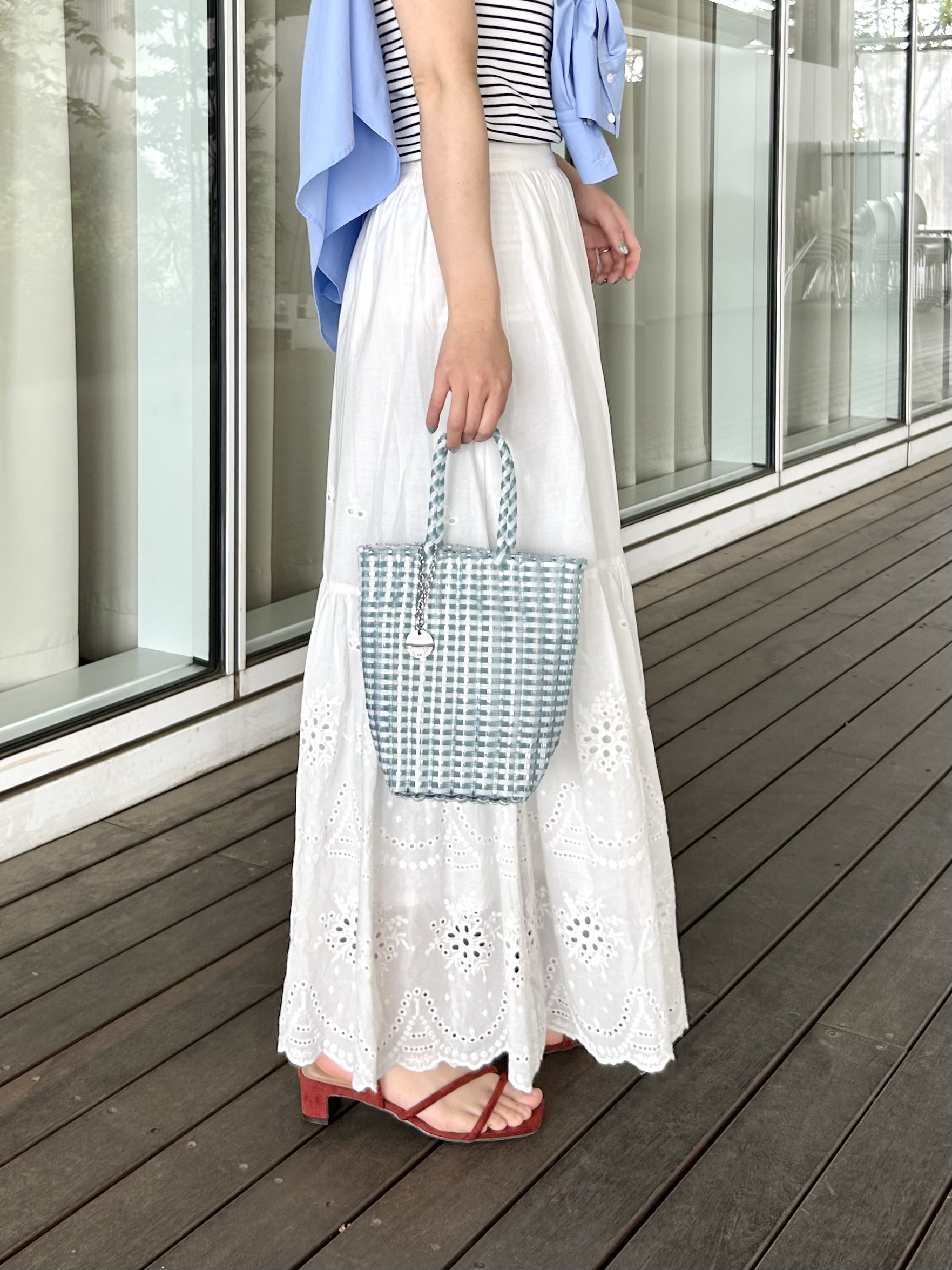 RINAさんの「OPAQUE.CLIP｜【PETIT BATEAU／プチバトー】ミニマリニエールクルーネック半袖Tシャツ」を使ったコーディネート
