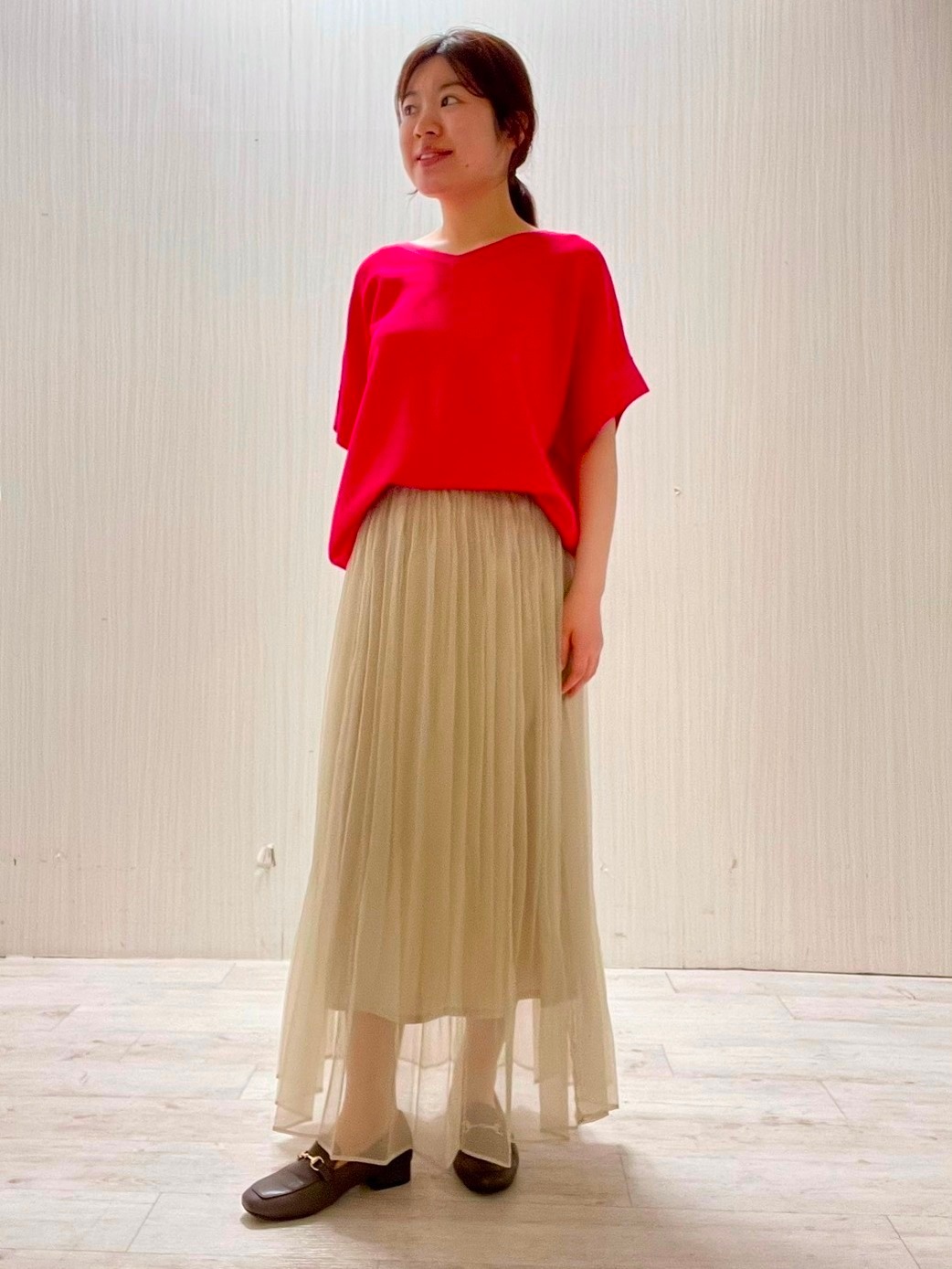 Mさんの「UNTITLED｜【11色展開/体型カバー】前後2WAYフレンチスリーブニット」を使ったコーディネート
