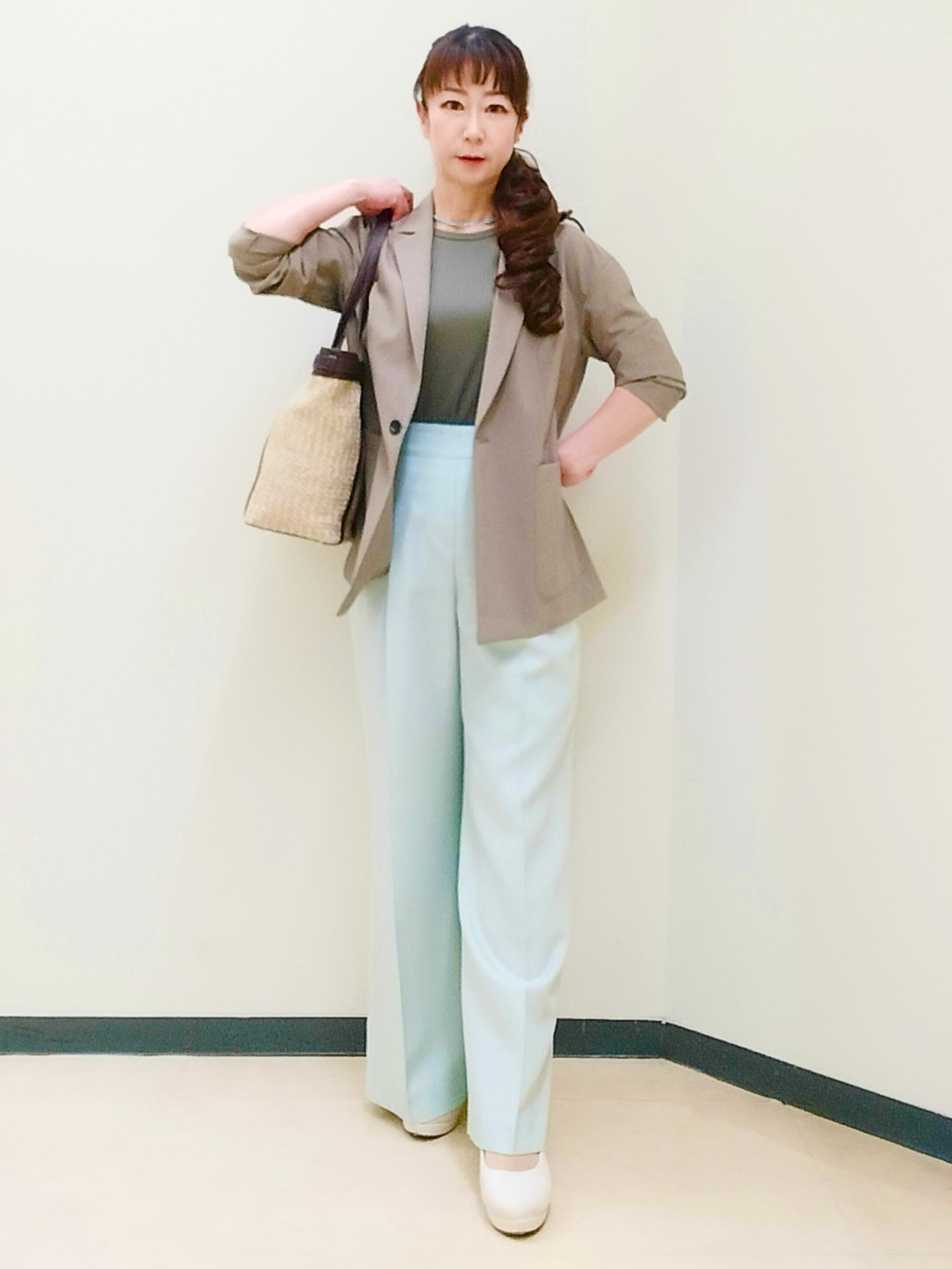 花さんの「Reflect｜【SS-4Lサイズ／接触冷感／シワになりにくい】リラクシーテーラードジャケット」を使ったコーディネート
