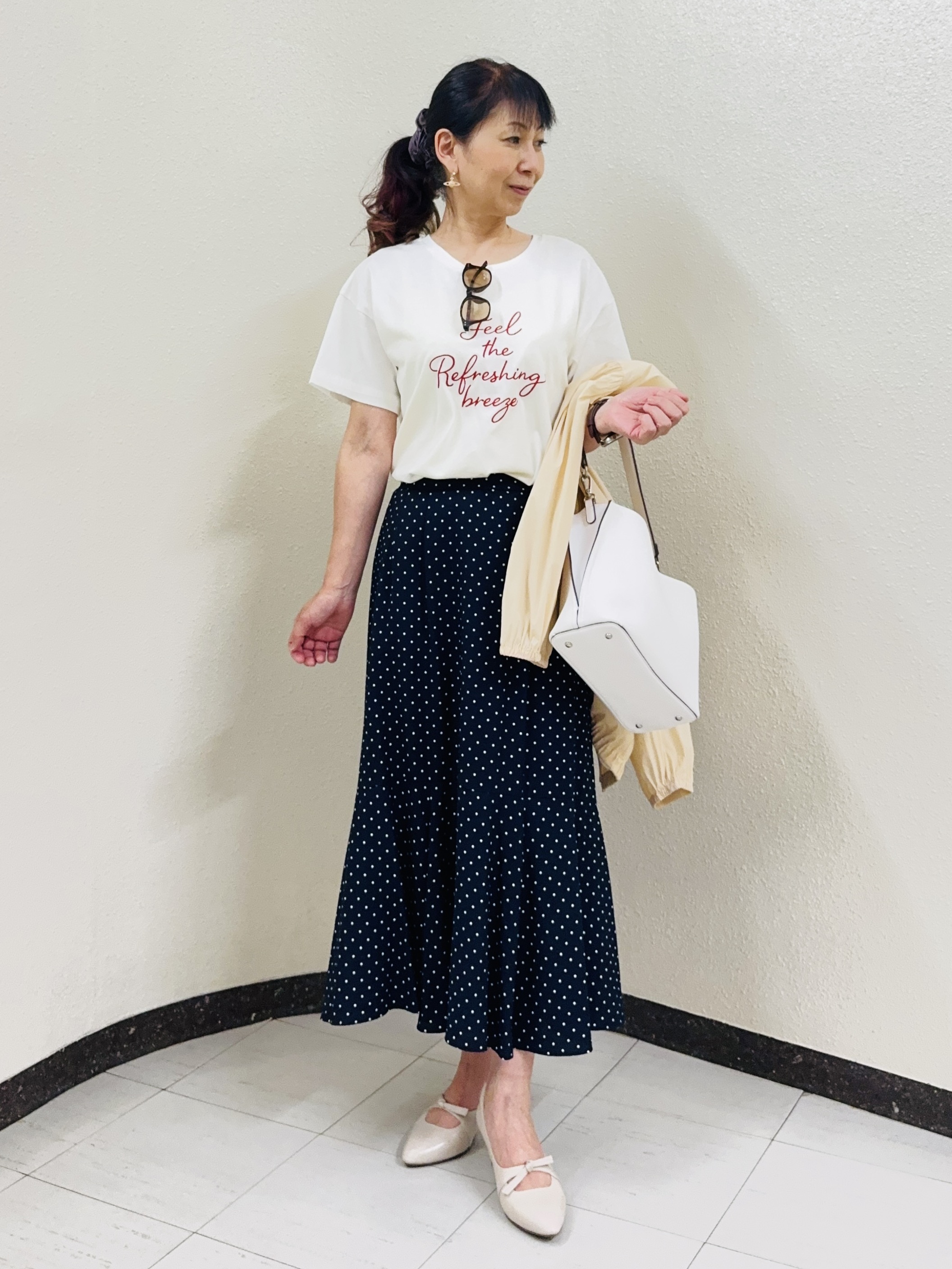 ⭐︎Eimi⭐︎さんの「Reflect｜【接触冷感】ラインアート刺繍Tシャツ」を使ったコーディネート