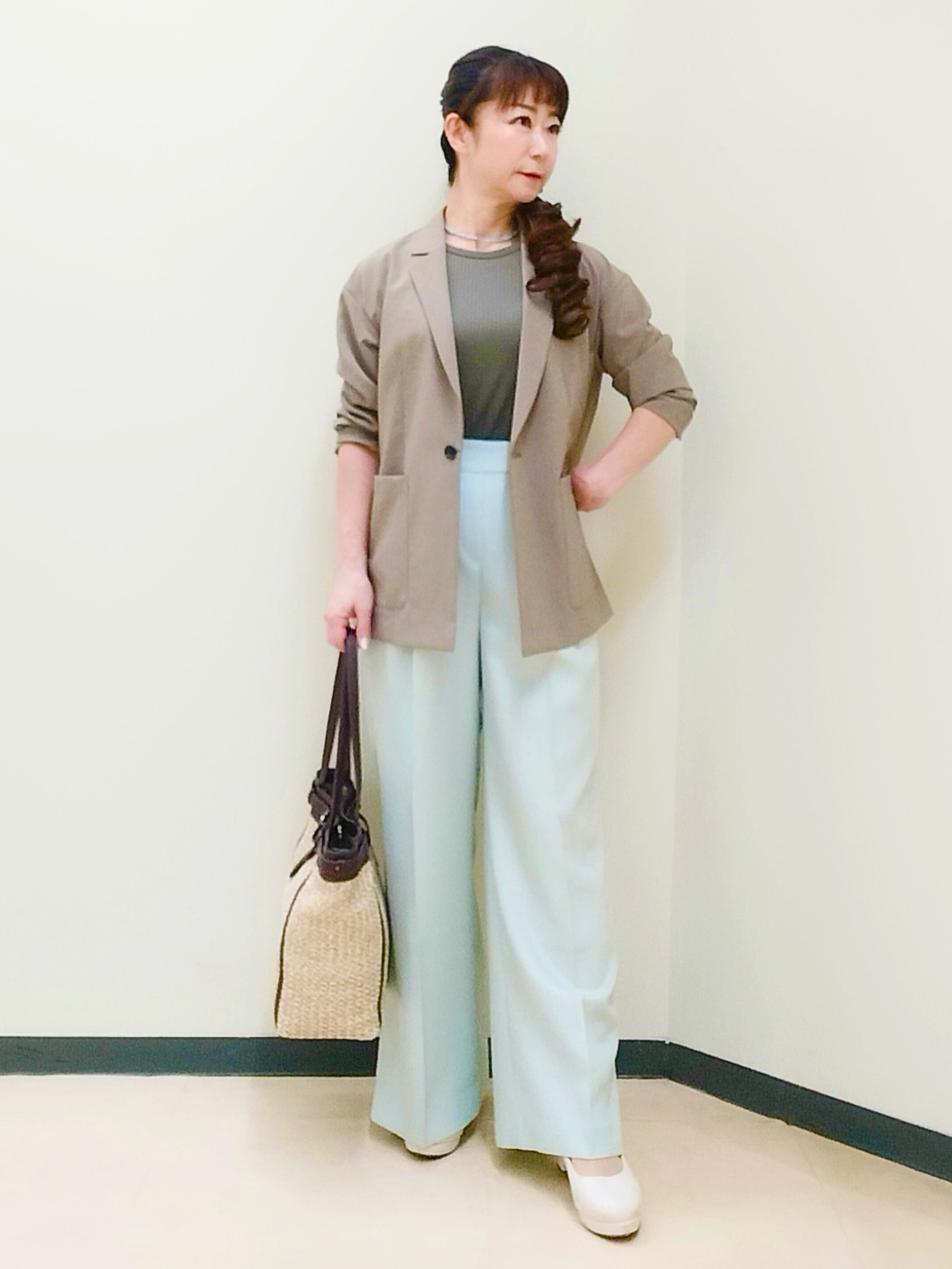 花さんの「Reflect｜【SS-4Lサイズ／接触冷感／シワになりにくい】リラクシーテーラードジャケット」を使ったコーディネート