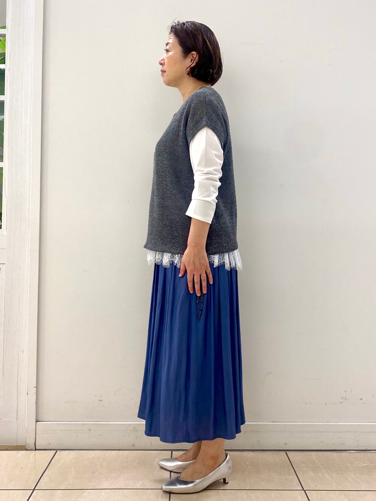 ksmさんの「Reflect｜【レイヤードにおすすめ◎】畦編みフレンチスリーブトップス」を使ったコーディネート