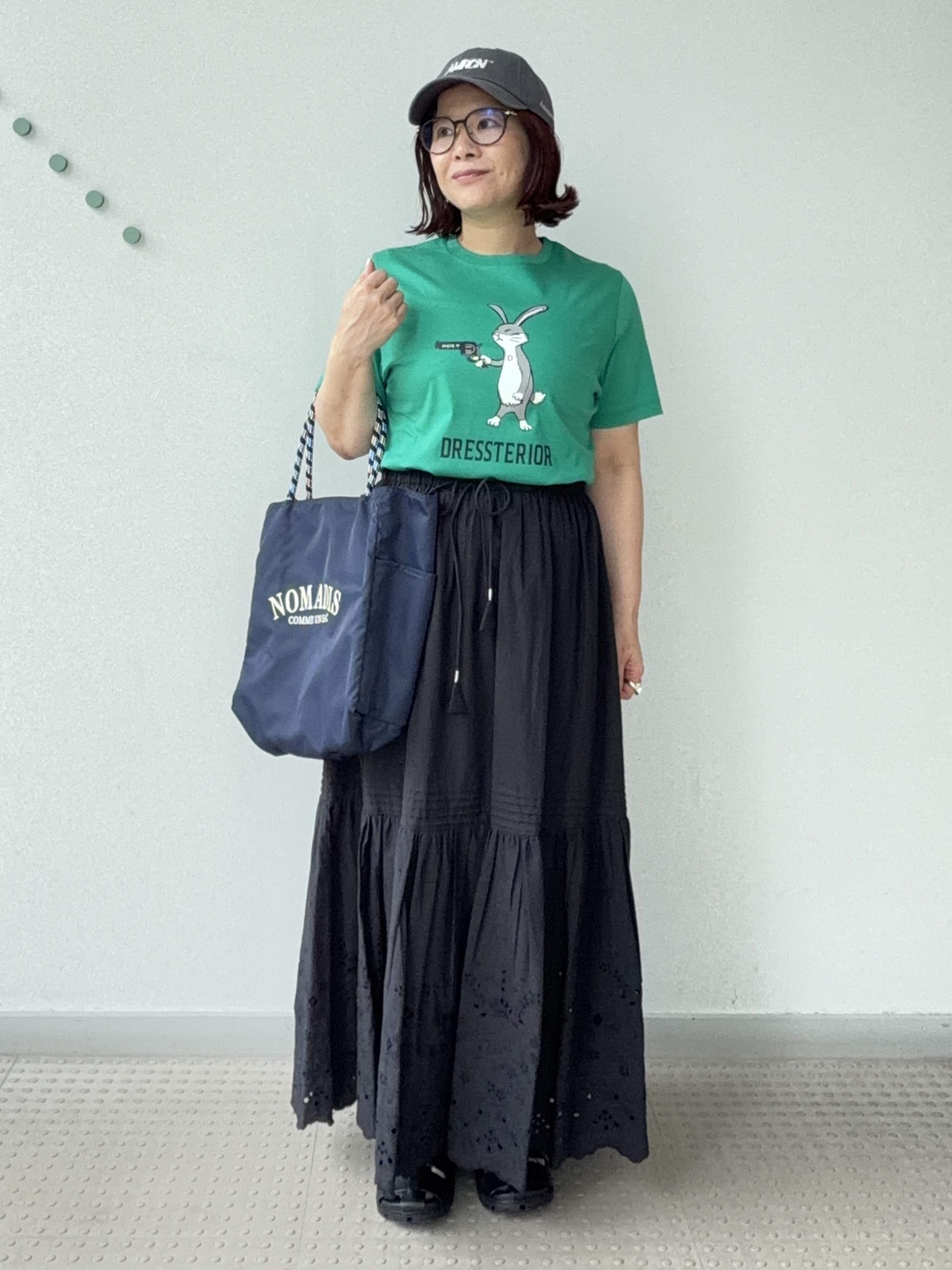 Asamiさんの「DRESSTERIOR｜【接触冷感／抗菌防臭／消臭】アイスクリアコットン ピストルラビットT」を使ったコーディネート