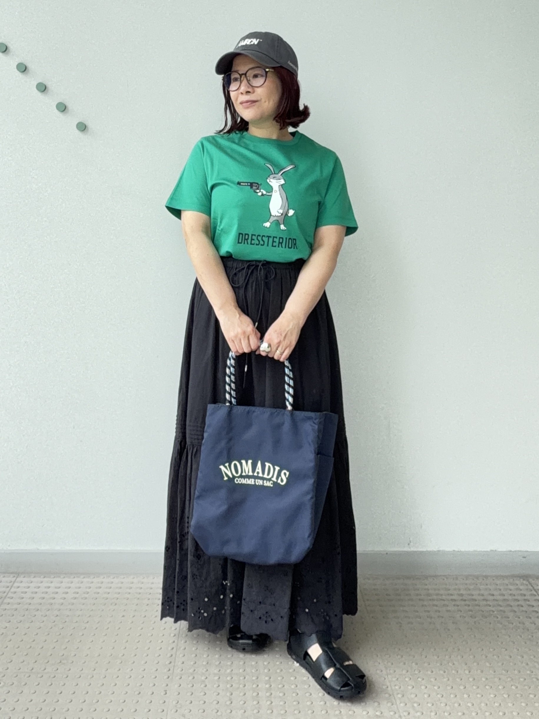 Asamiさんの「DRESSTERIOR｜【接触冷感／抗菌防臭／消臭】アイスクリアコットン ピストルラビットT」を使ったコーディネート