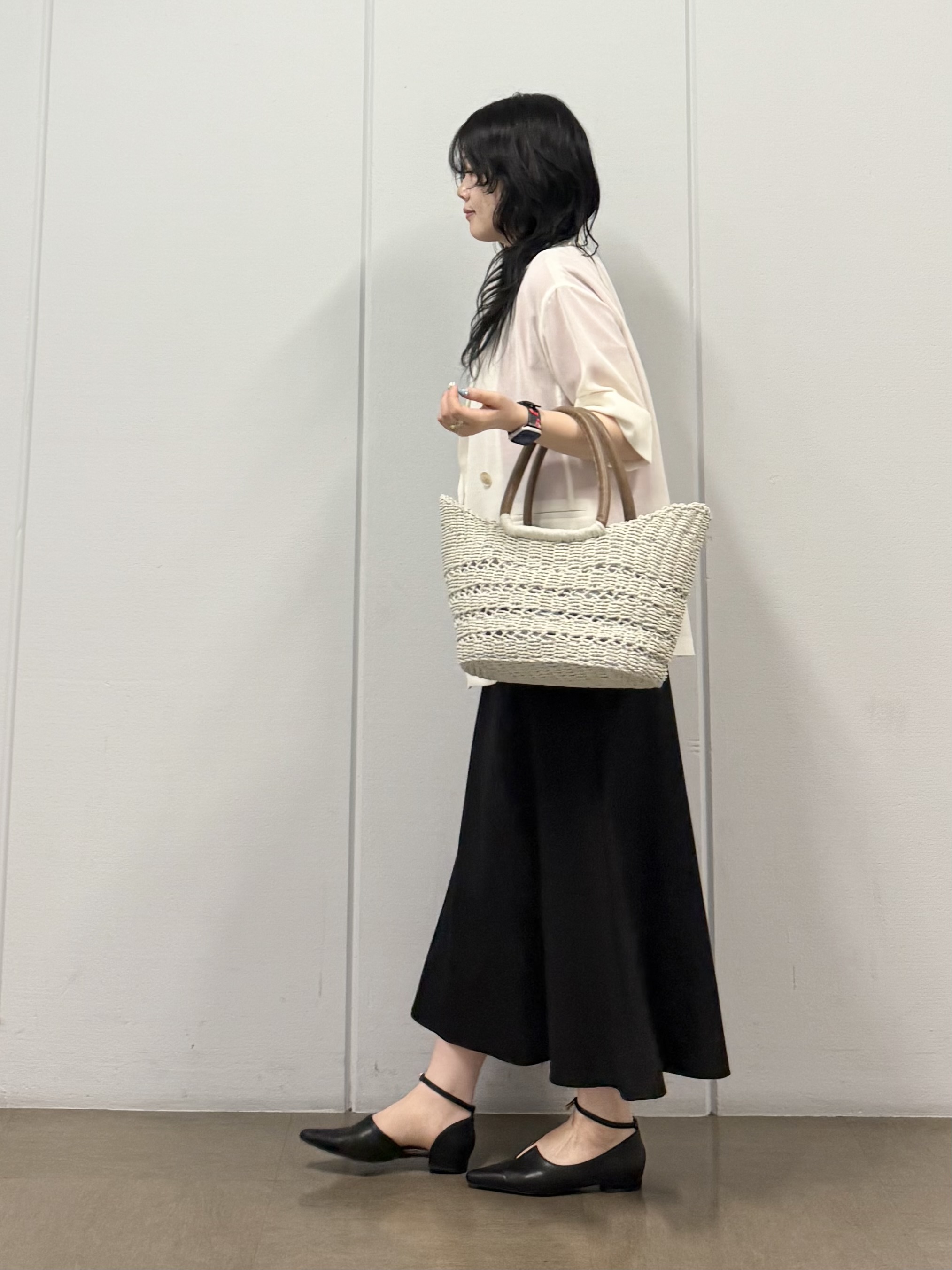 mizukiさんの「INDIVI｜【洗える／メッシュ素材／SETUP可能】半袖シアージャケット」を使ったコーディネート