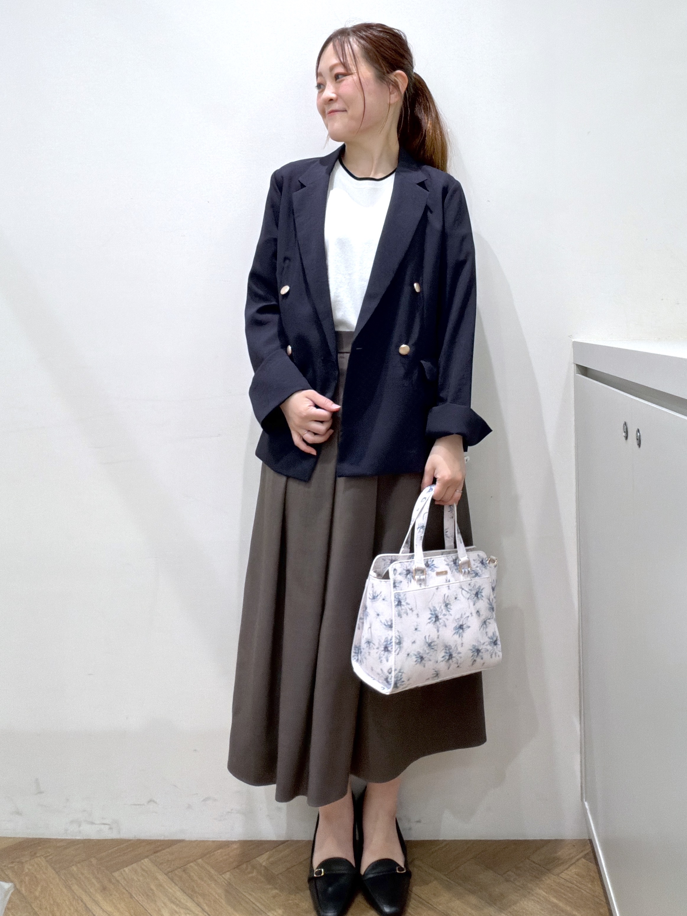 Junさんの「index｜《再入荷》ダブルブレストテーラードジャケット【接触冷感／吸水速乾／イージーアイロン／防シワ／洗濯機O」を使ったコーディネート