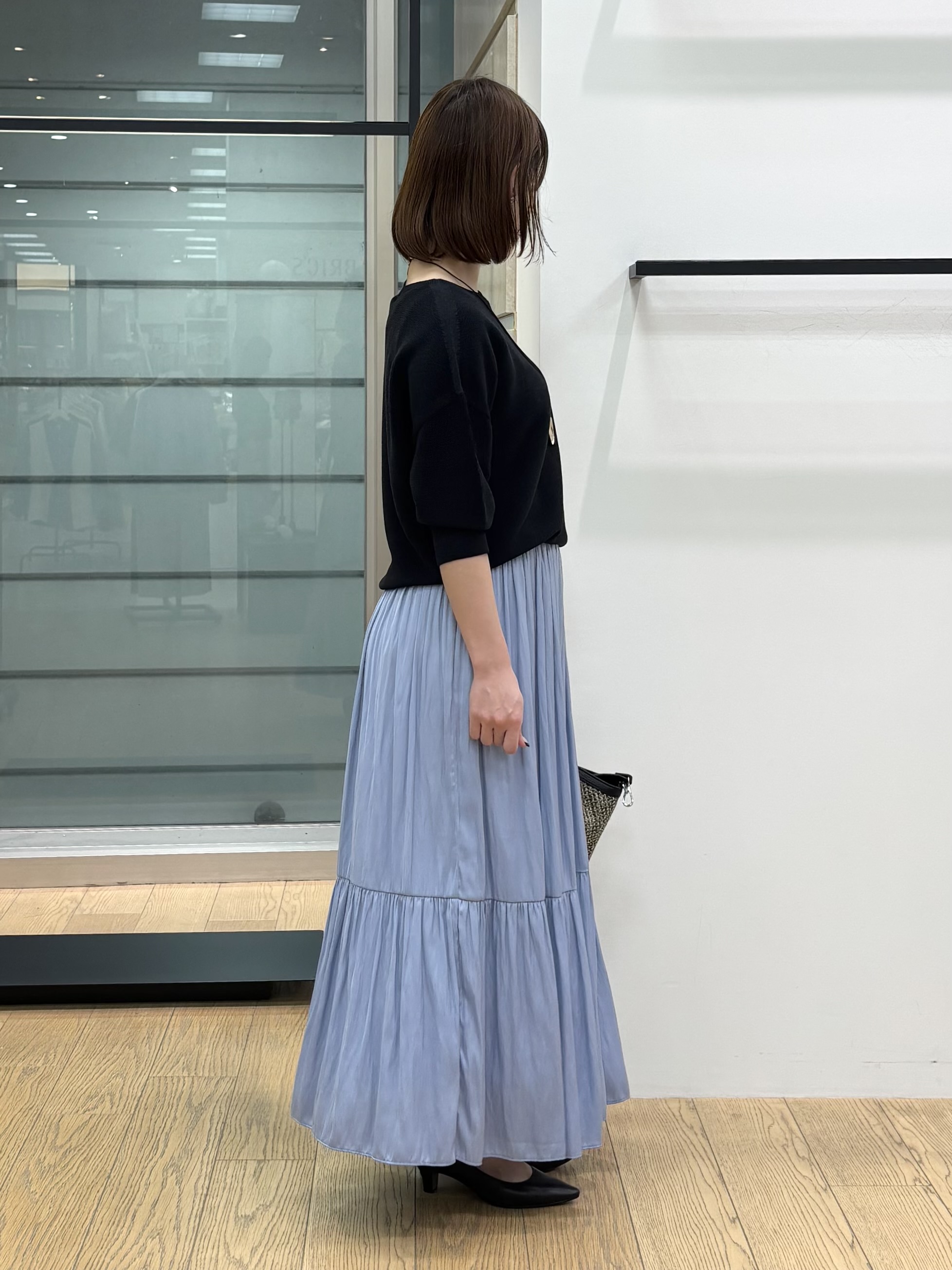 asamiさんの「INDIVI｜【洗える／ドライタッチ／和紙混】ガーター編みニット」を使ったコーディネート