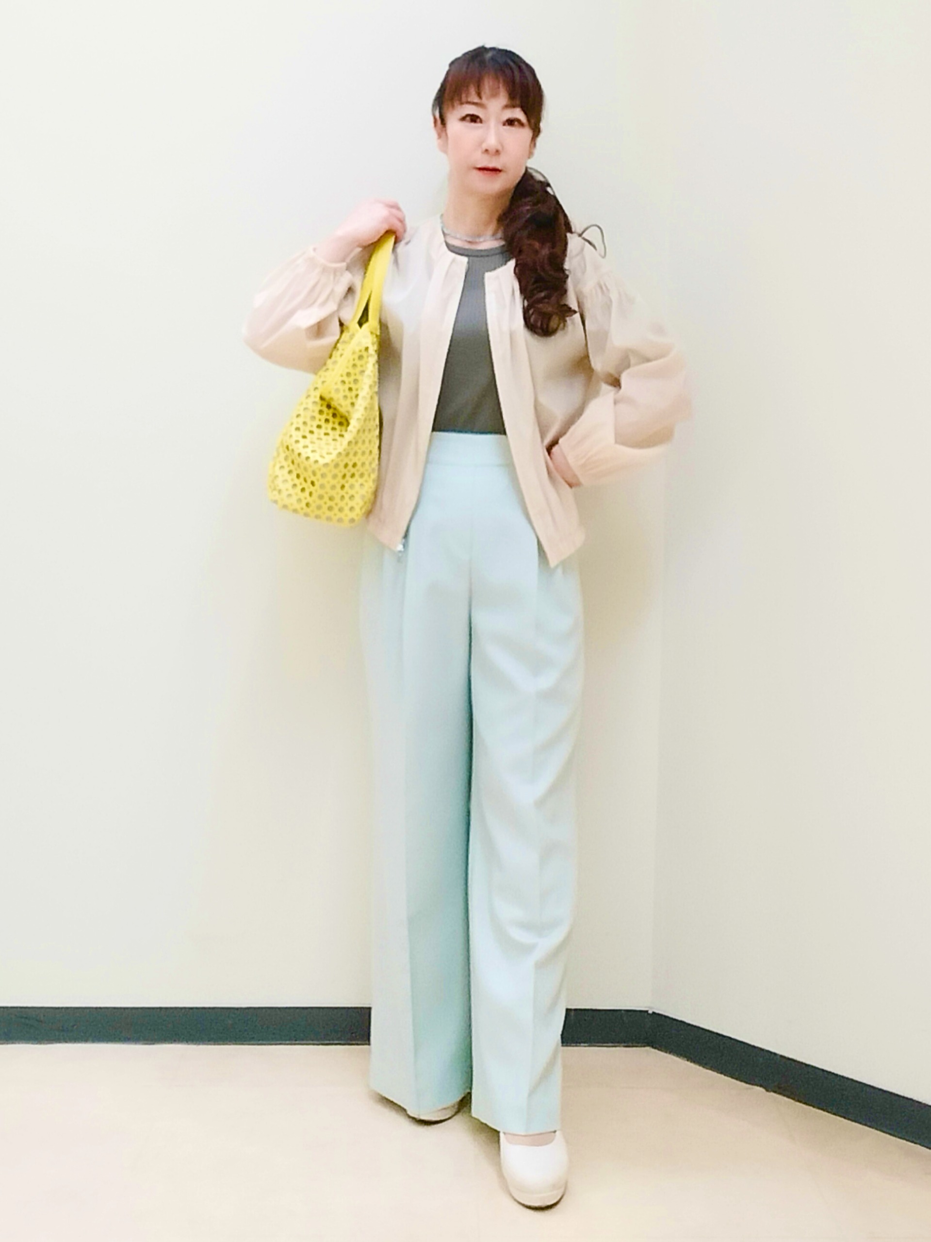 花さんの「Reflect｜【インナーにおすすめ◎】クルーネックストレッチリブトップス」を使ったコーディネート