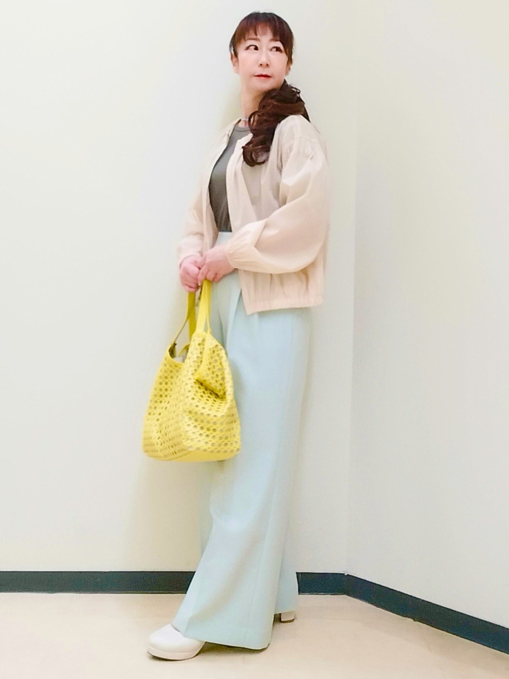 花さんの「Reflect｜【インナーにおすすめ◎】クルーネックストレッチリブトップス」を使ったコーディネート