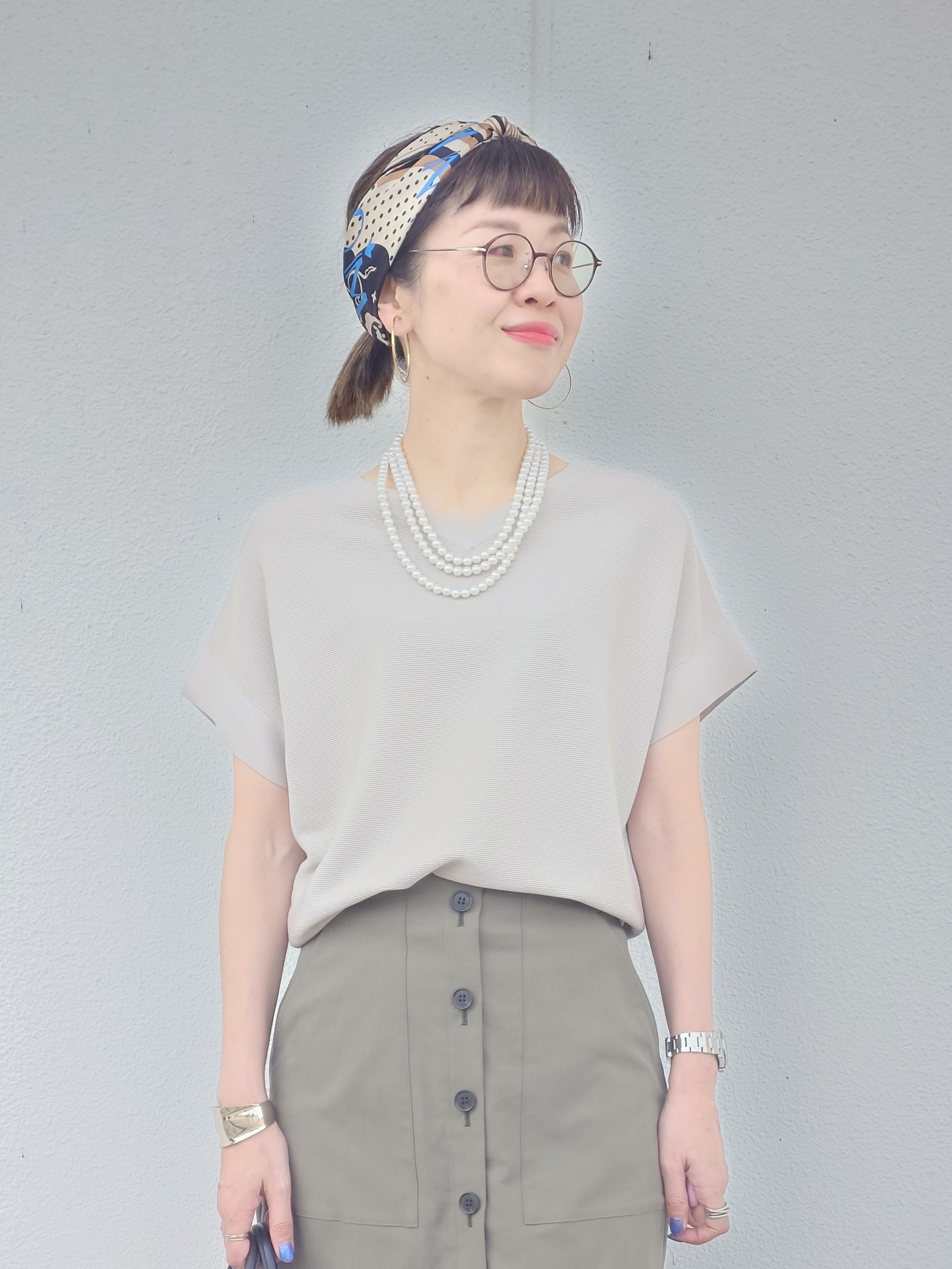 MUTSUKOさんの「UNTITLED｜【11色展開/体型カバー】前後2WAYフレンチスリーブニット」を使ったコーディネート