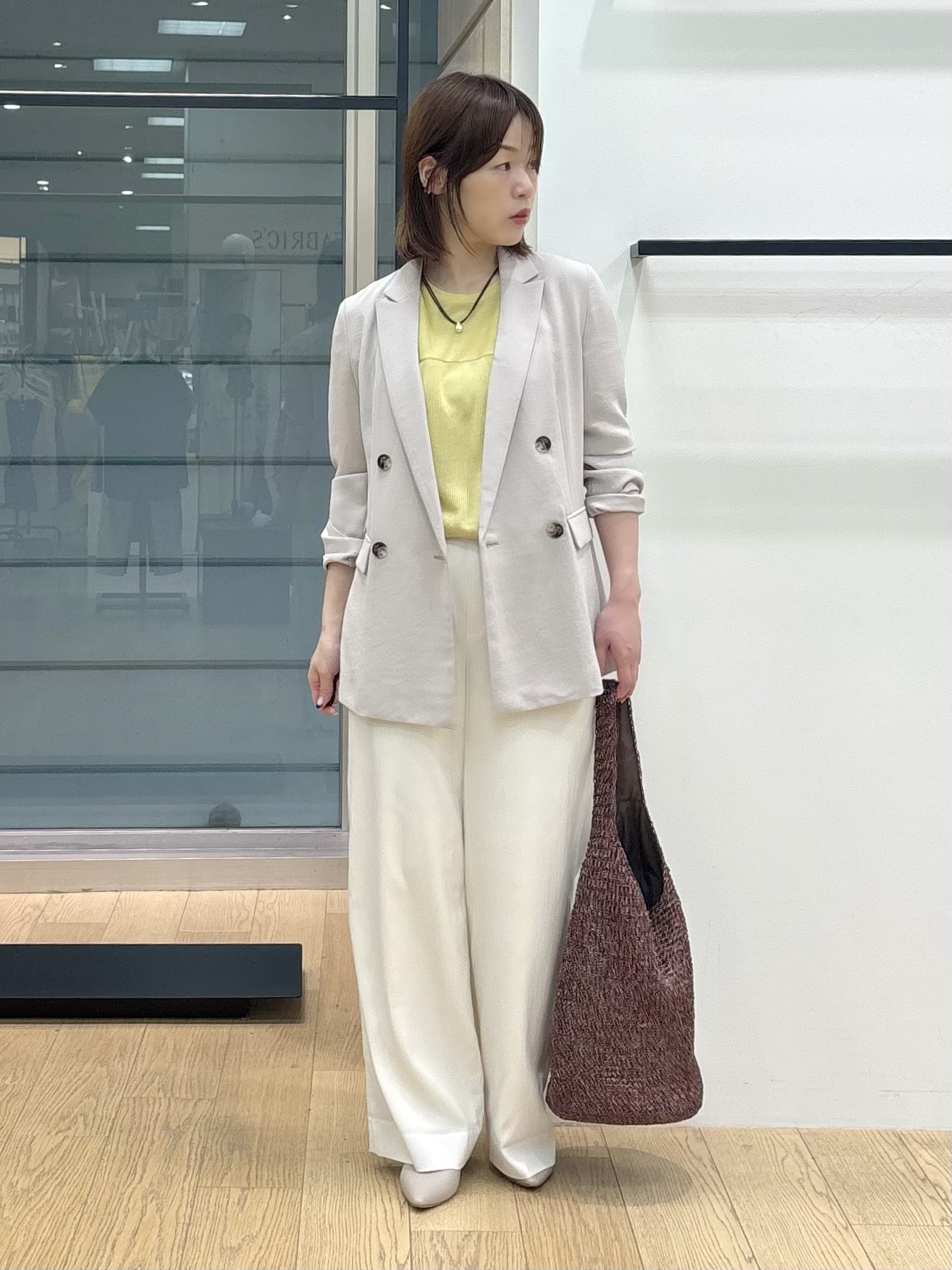 asamiさんの「INDIVI｜【洗える／アンサンブル可能】シアースストライプトップス」を使ったコーディネート