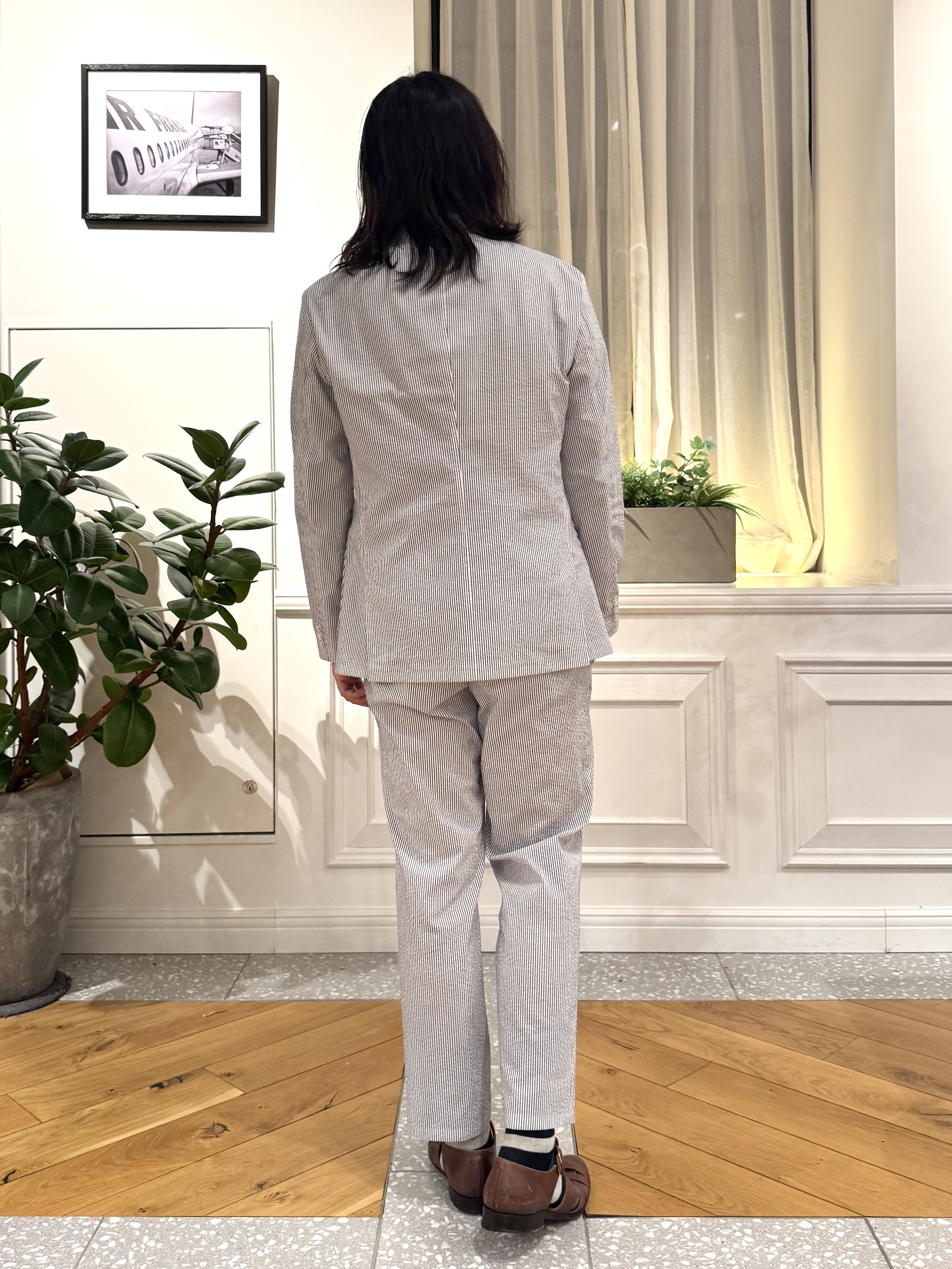 kawarataniさんの「DRESSTERIOR｜【吸湿速乾/セットアップ可/ウォッシャブル】COOLMAX シアサッカー サマージャケット」を使ったコーディネート