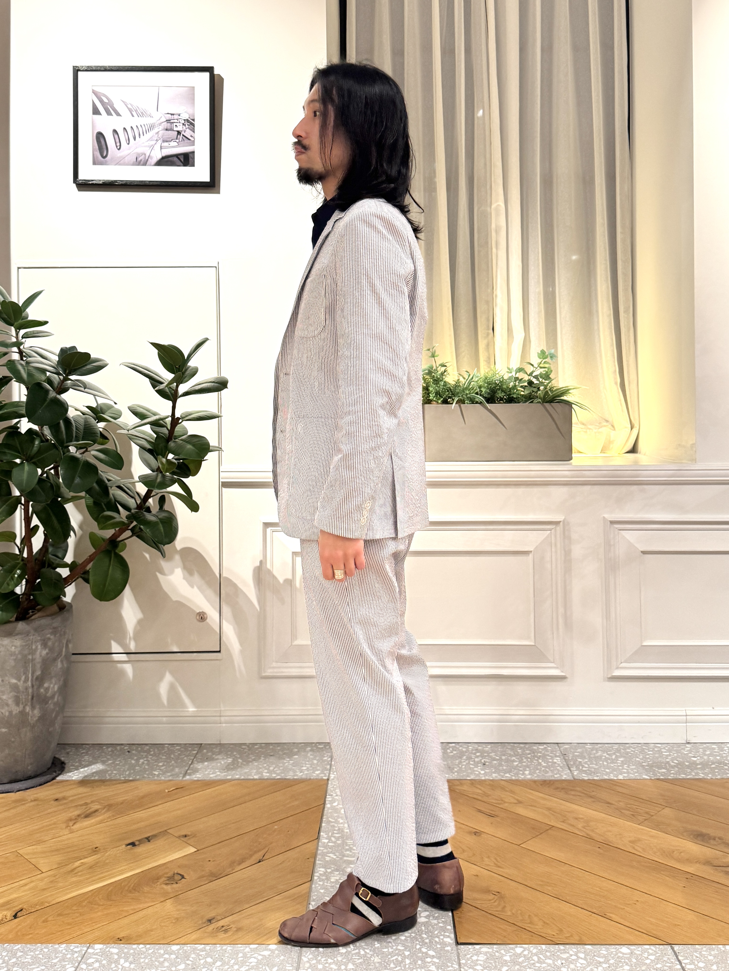 kawarataniさんの「DRESSTERIOR｜【吸湿速乾/セットアップ可/ウォッシャブル】COOLMAX シアサッカー サマージャケット」を使ったコーディネート